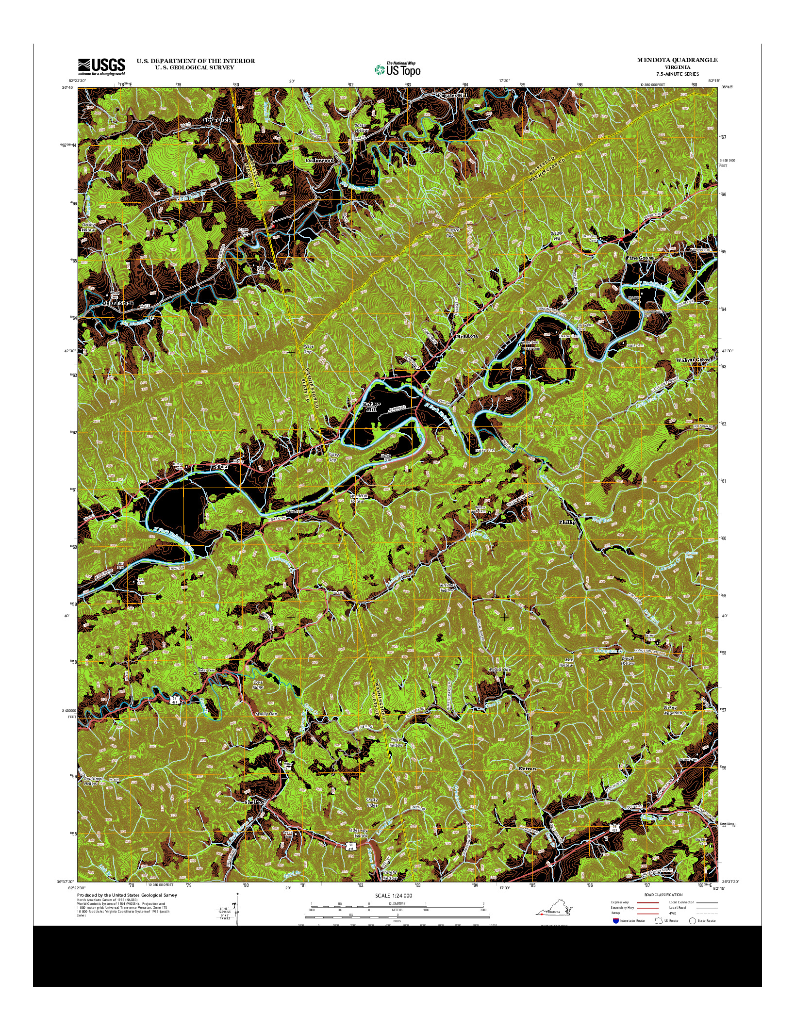 USGS US TOPO 7.5-MINUTE MAP FOR MENDOTA, VA 2013