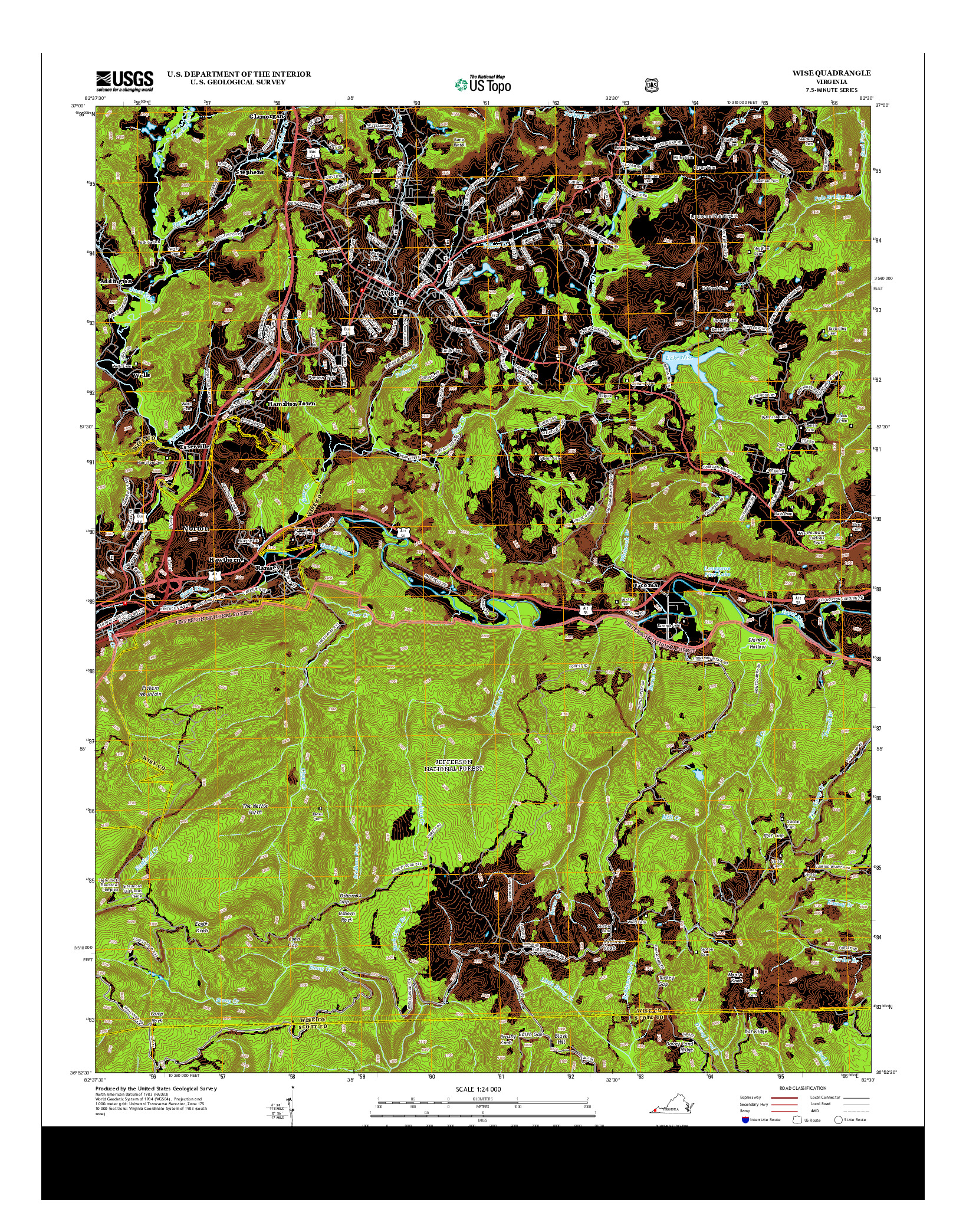 USGS US TOPO 7.5-MINUTE MAP FOR WISE, VA 2013