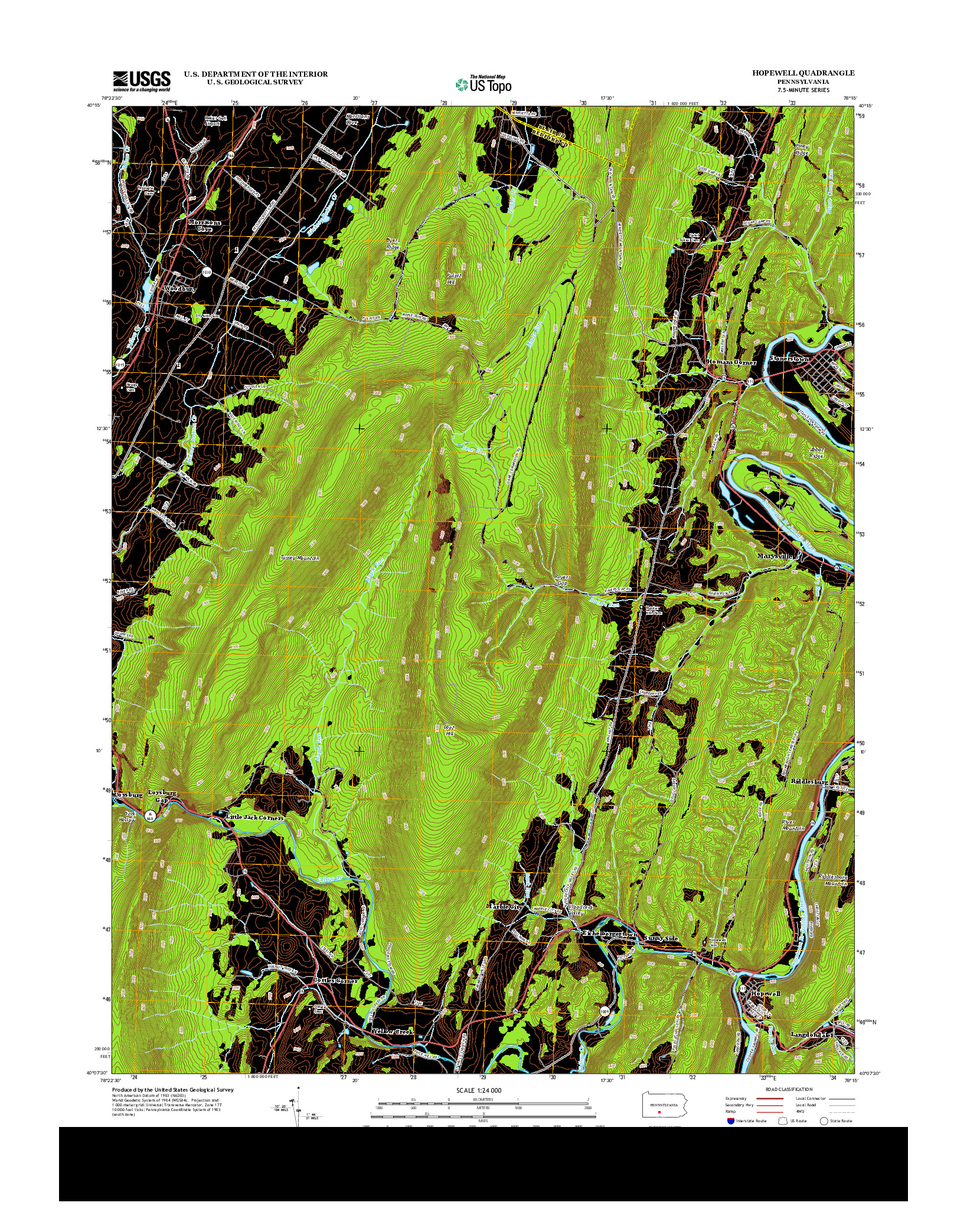 USGS US TOPO 7.5-MINUTE MAP FOR HOPEWELL, PA 2013