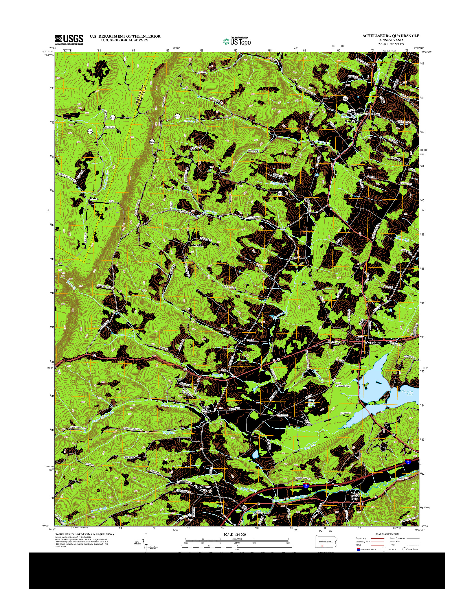 USGS US TOPO 7.5-MINUTE MAP FOR SCHELLSBURG, PA 2013