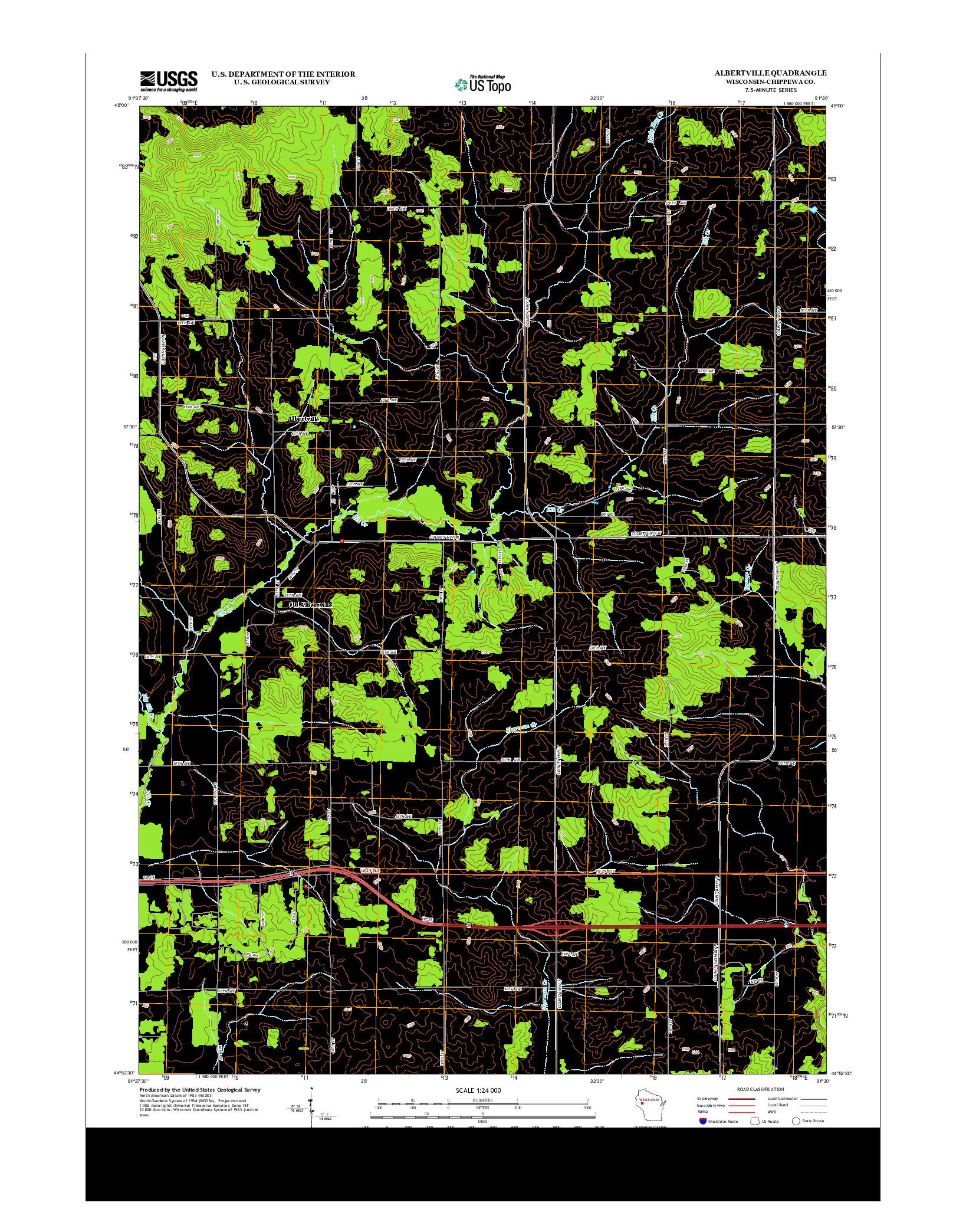 USGS US TOPO 7.5-MINUTE MAP FOR ALBERTVILLE, WI 2013