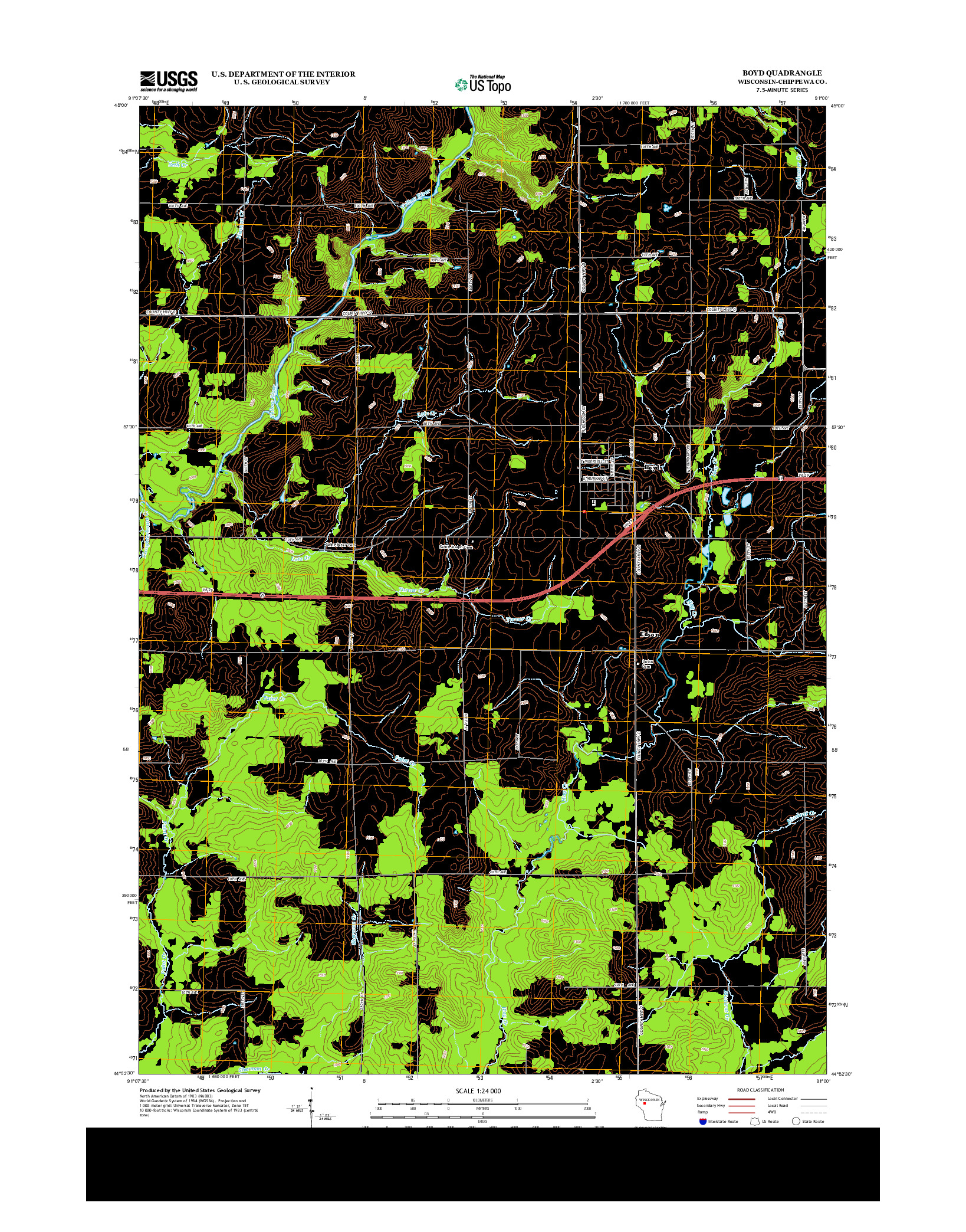 USGS US TOPO 7.5-MINUTE MAP FOR BOYD, WI 2013