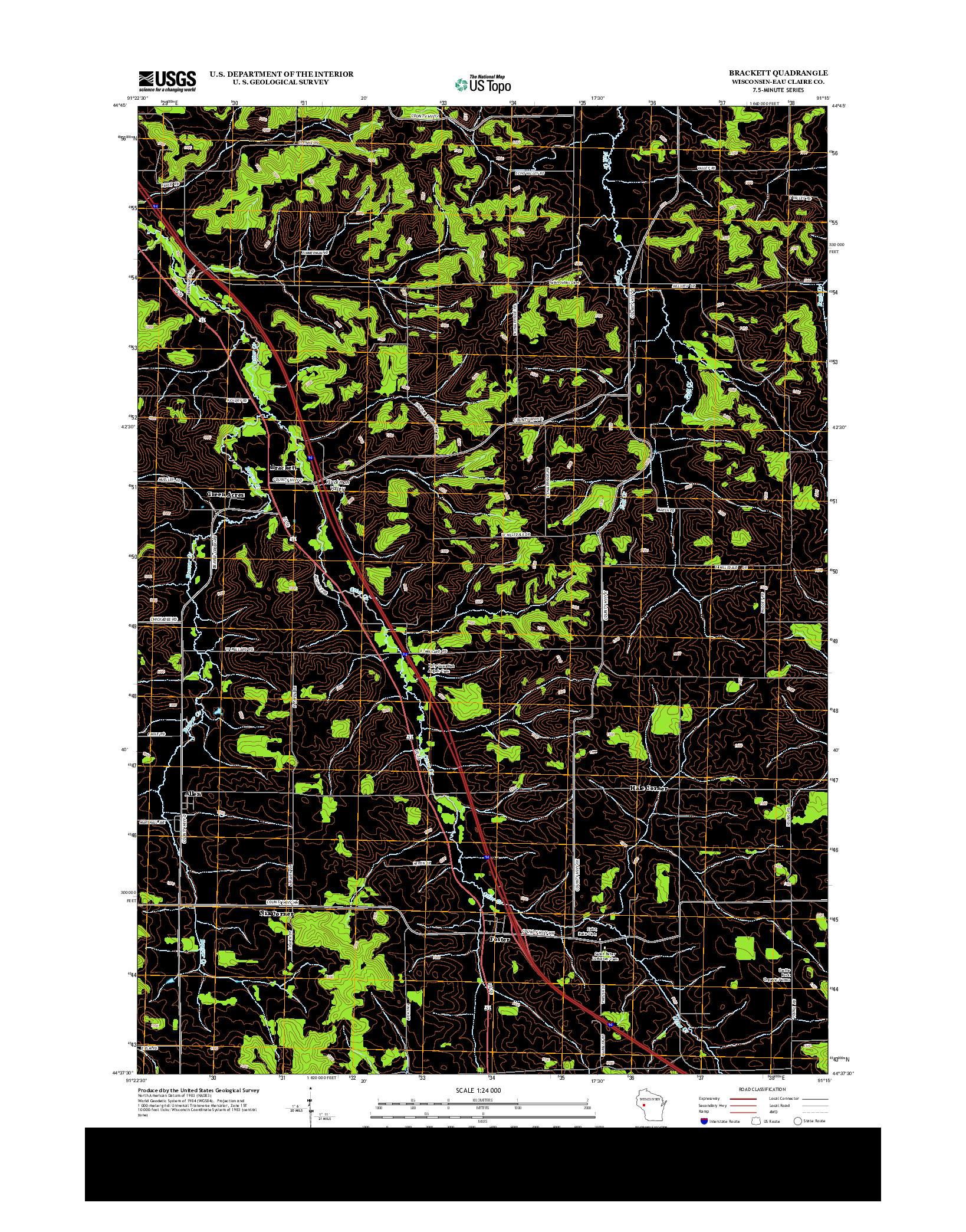 USGS US TOPO 7.5-MINUTE MAP FOR BRACKETT, WI 2013