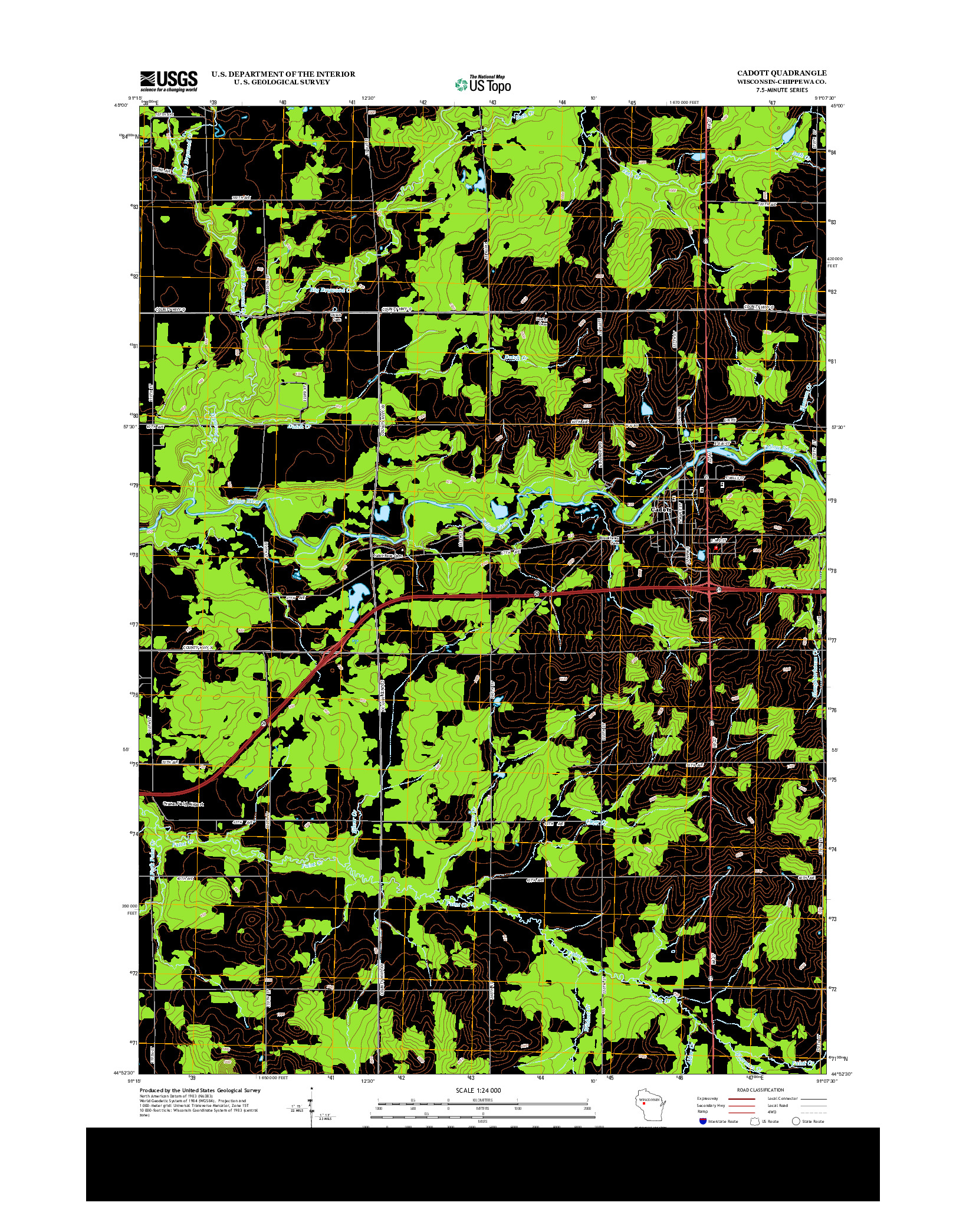 USGS US TOPO 7.5-MINUTE MAP FOR CADOTT, WI 2013