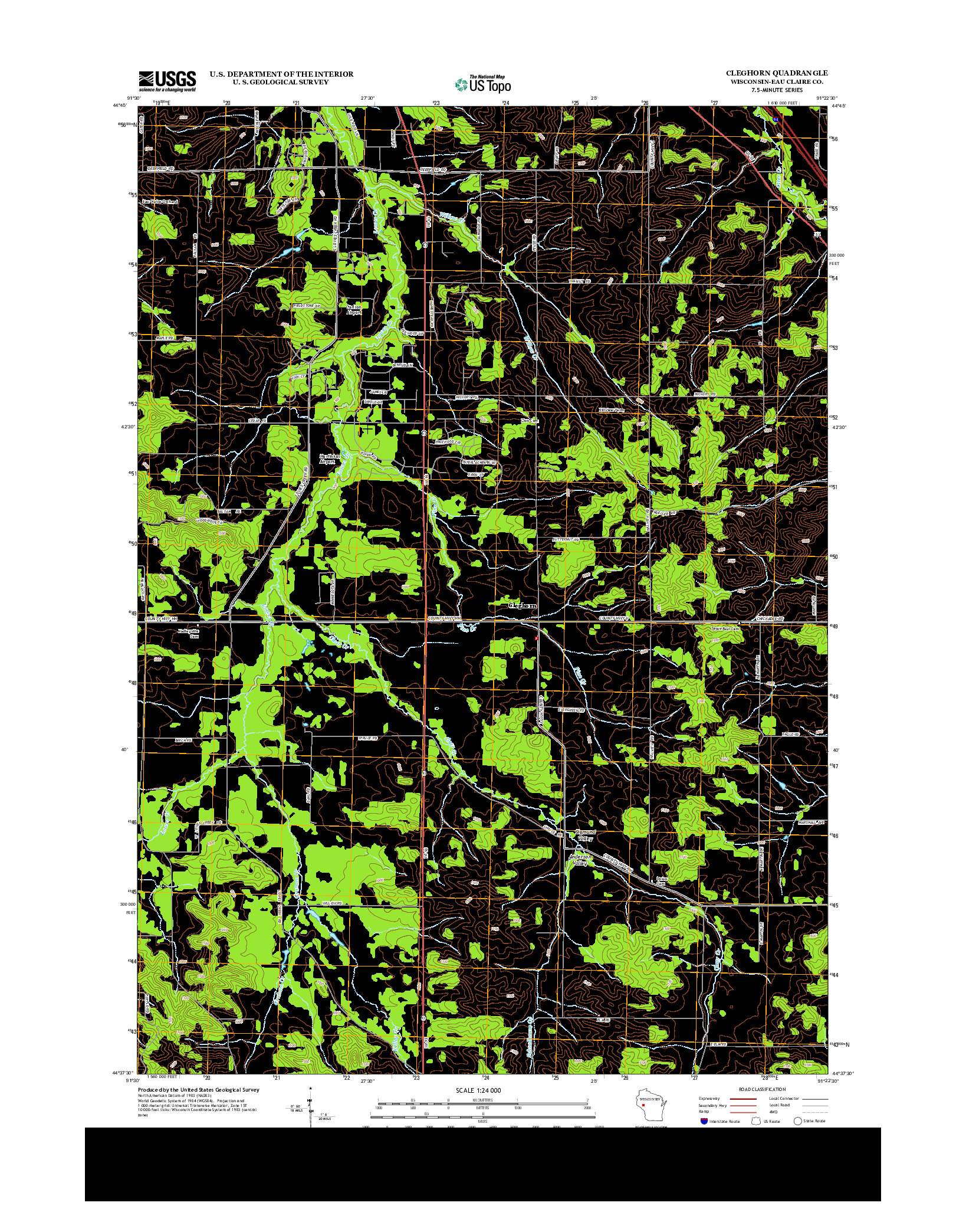 USGS US TOPO 7.5-MINUTE MAP FOR CLEGHORN, WI 2013