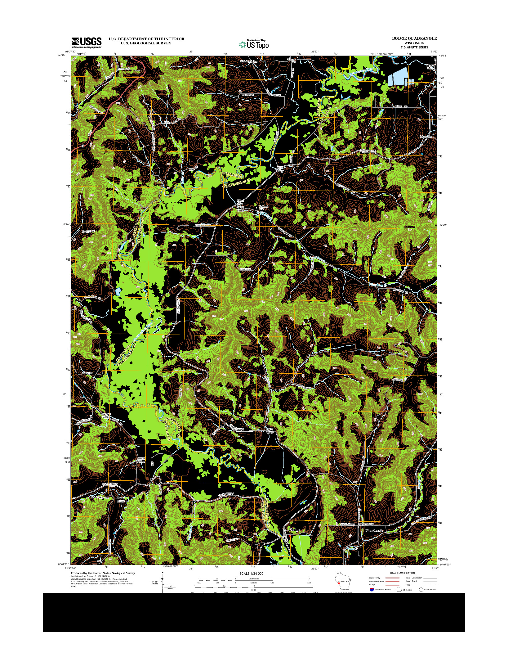 USGS US TOPO 7.5-MINUTE MAP FOR DODGE, WI 2013
