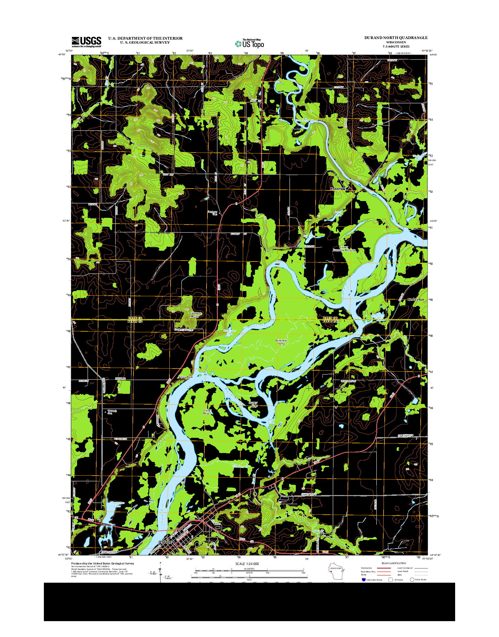 USGS US TOPO 7.5-MINUTE MAP FOR DURAND NORTH, WI 2013