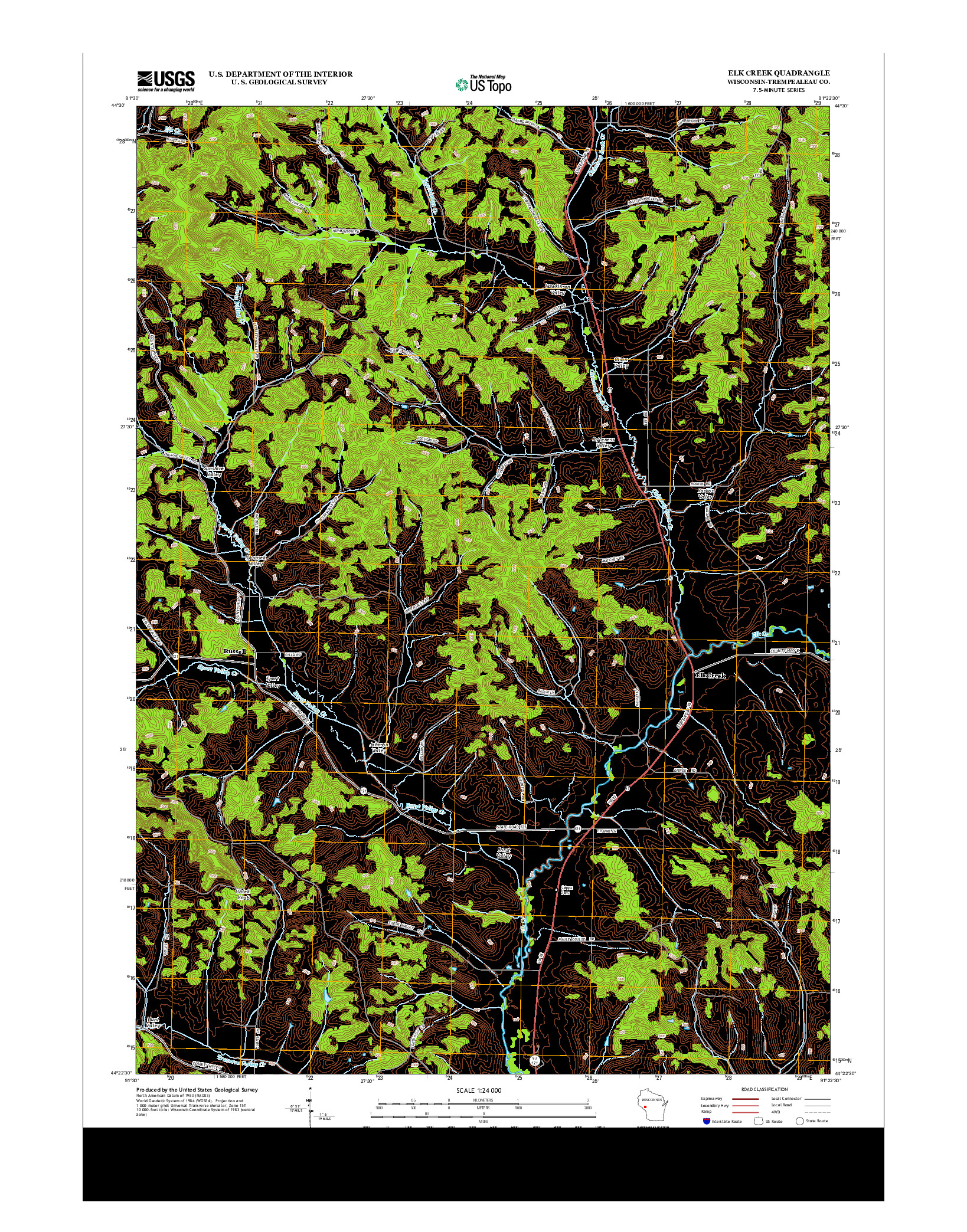 USGS US TOPO 7.5-MINUTE MAP FOR ELK CREEK, WI 2013