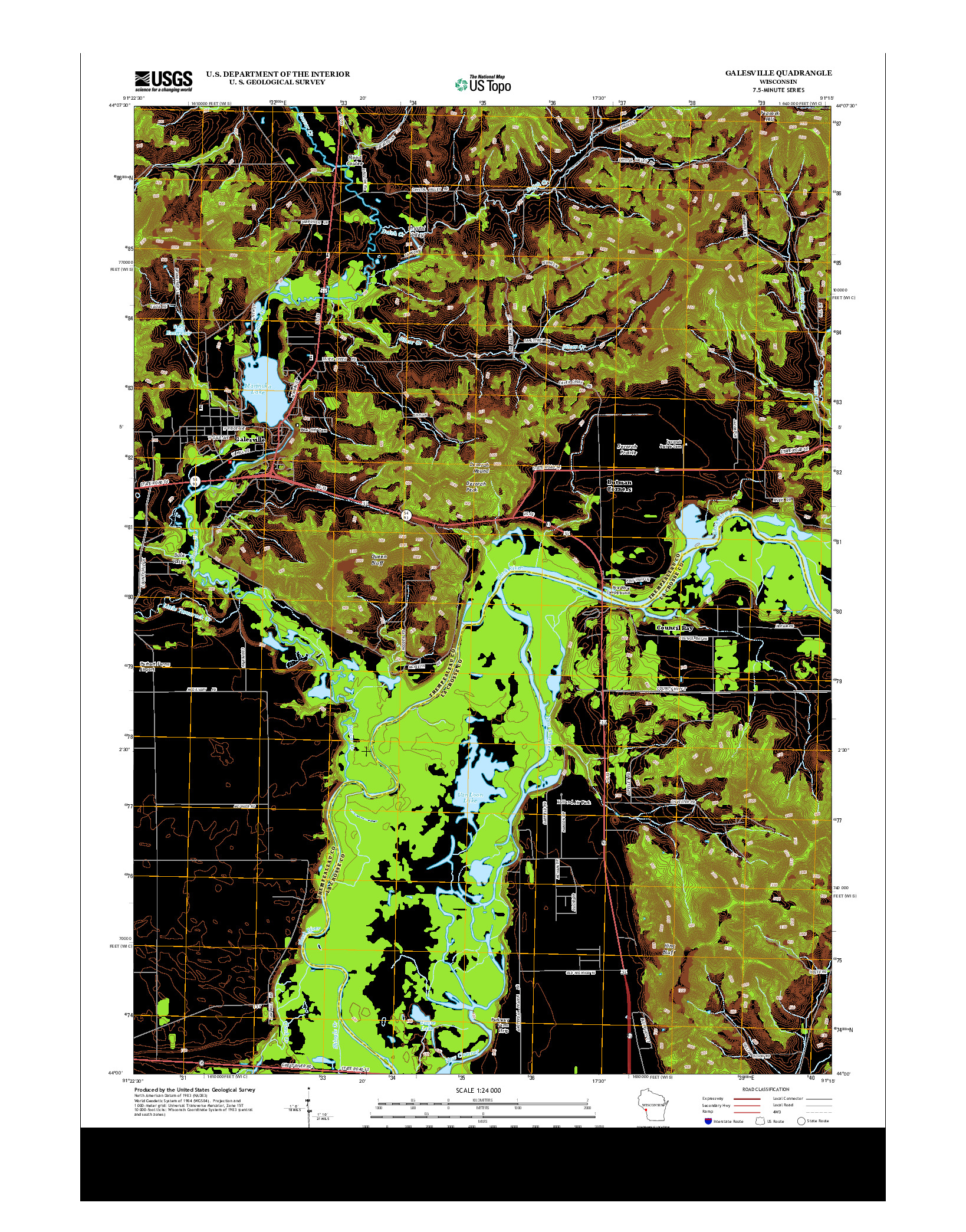 USGS US TOPO 7.5-MINUTE MAP FOR GALESVILLE, WI 2013