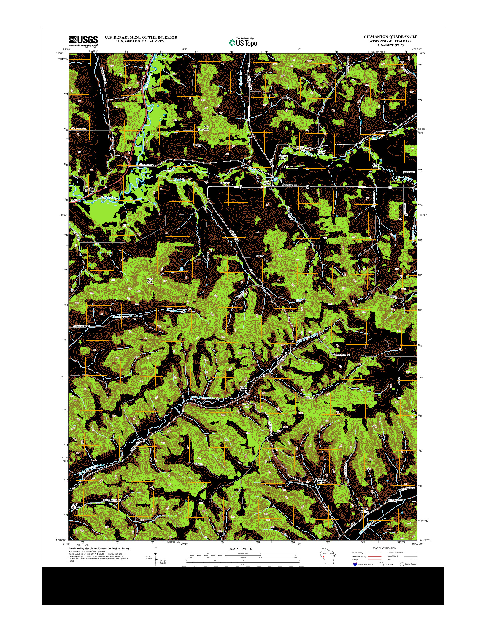 USGS US TOPO 7.5-MINUTE MAP FOR GILMANTON, WI 2013