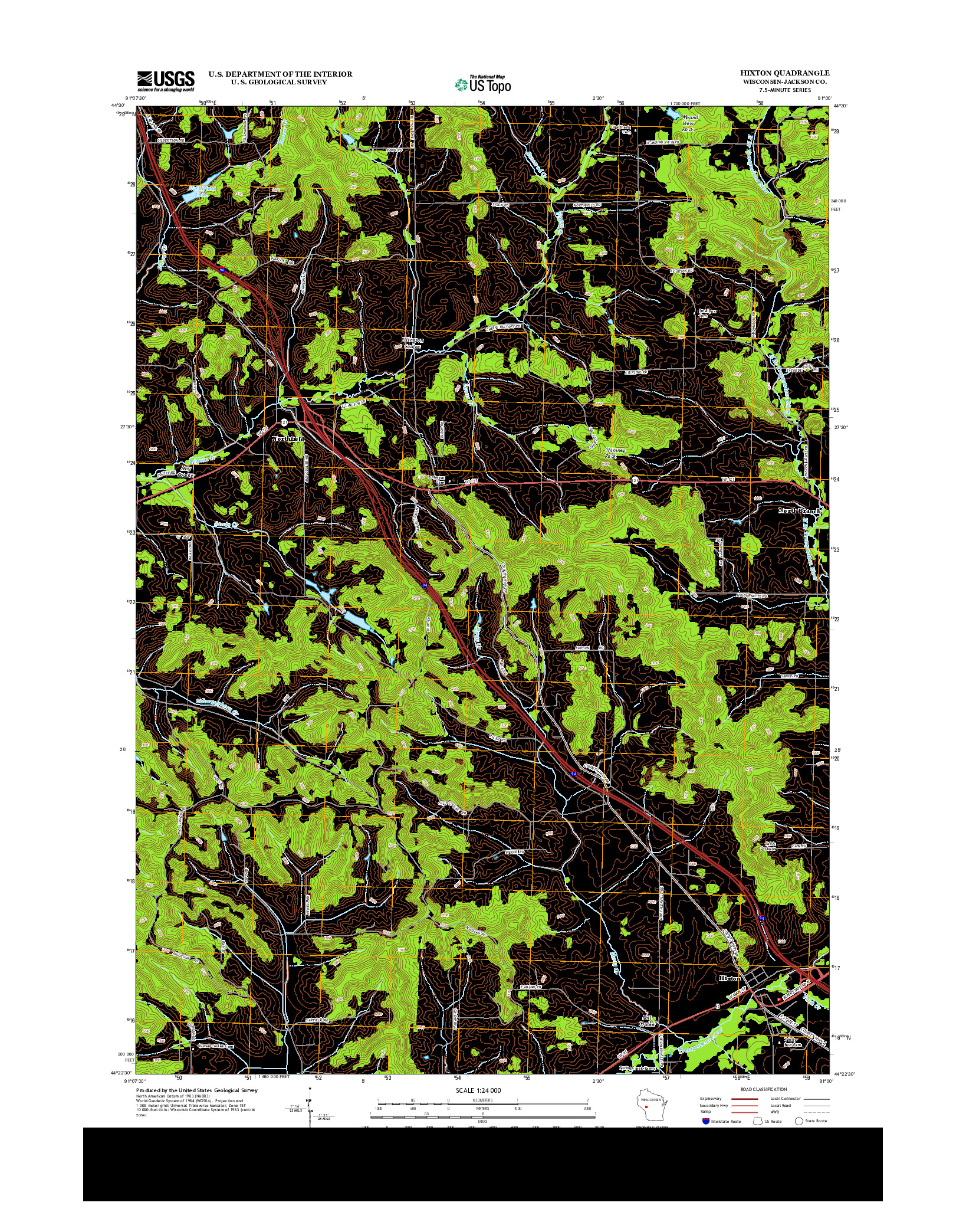 USGS US TOPO 7.5-MINUTE MAP FOR HIXTON, WI 2013