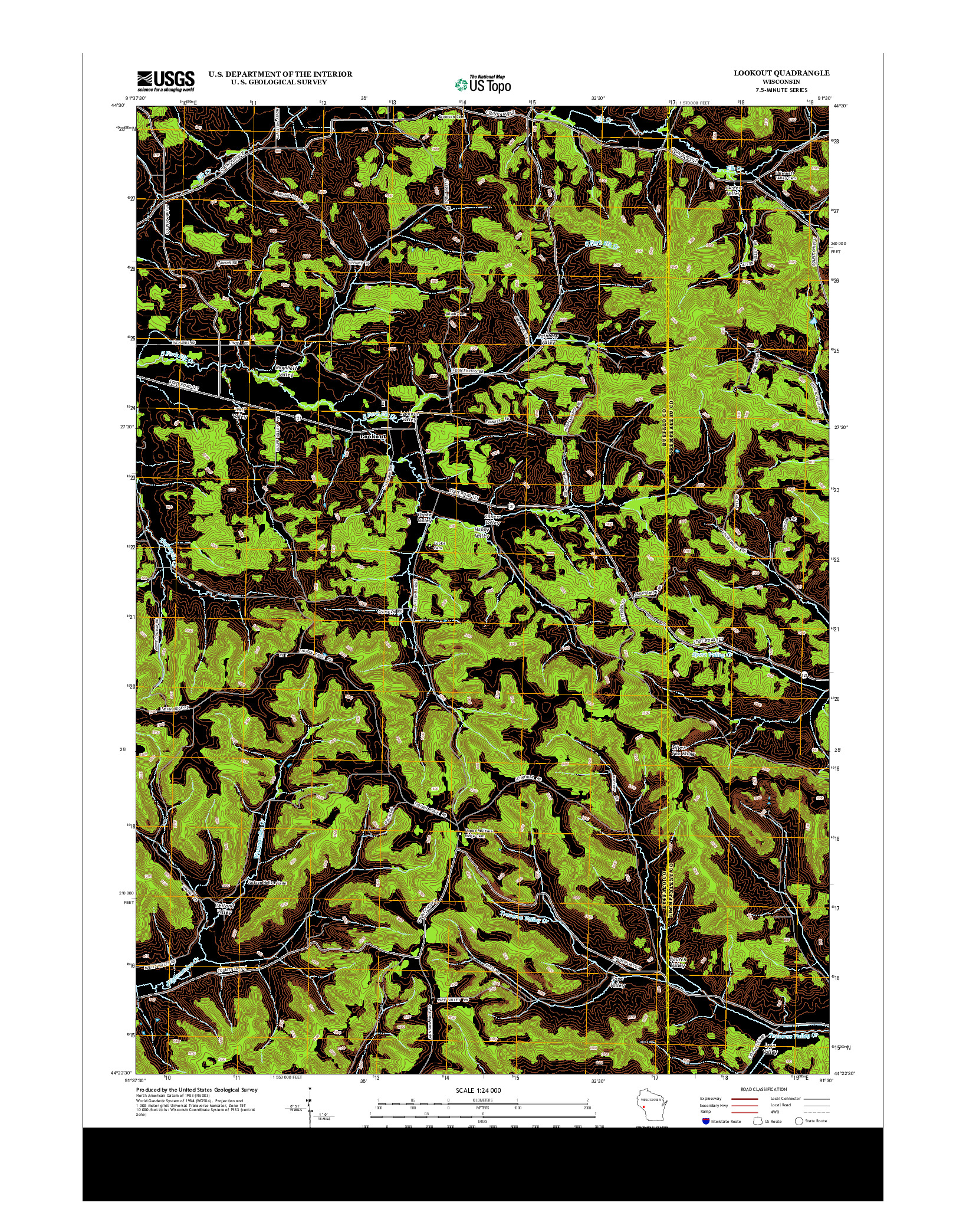 USGS US TOPO 7.5-MINUTE MAP FOR LOOKOUT, WI 2013