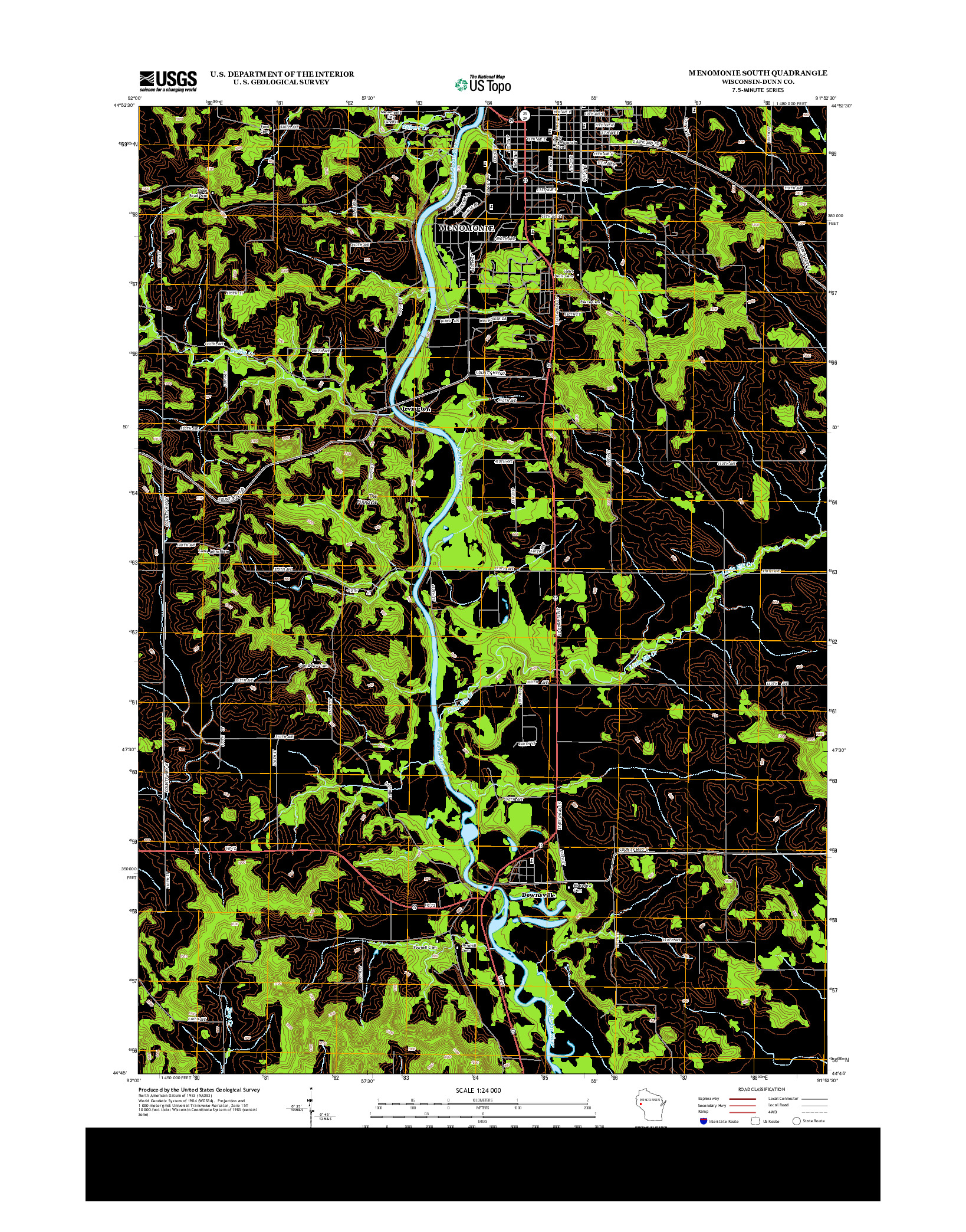 USGS US TOPO 7.5-MINUTE MAP FOR MENOMONIE SOUTH, WI 2013