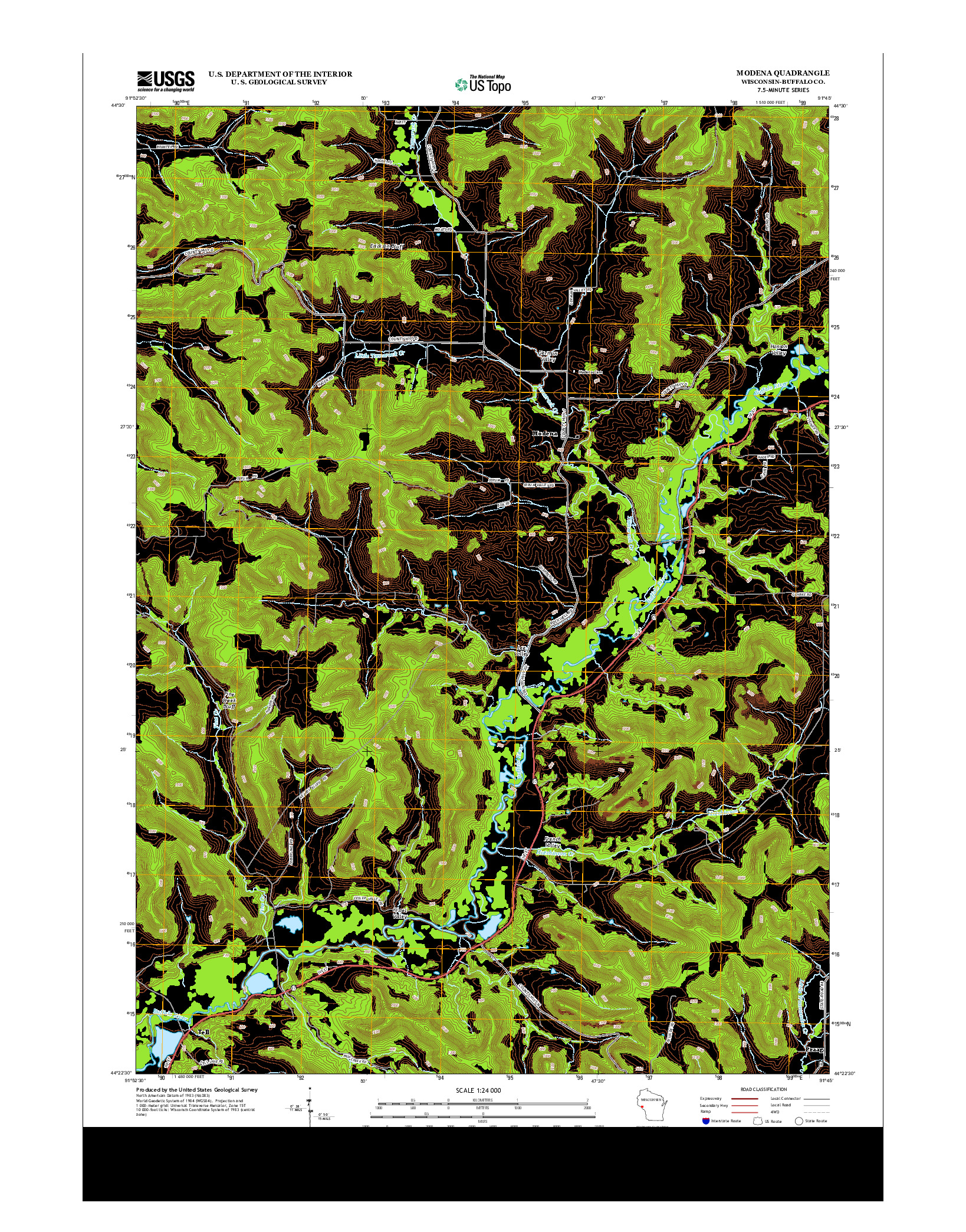 USGS US TOPO 7.5-MINUTE MAP FOR MODENA, WI 2013