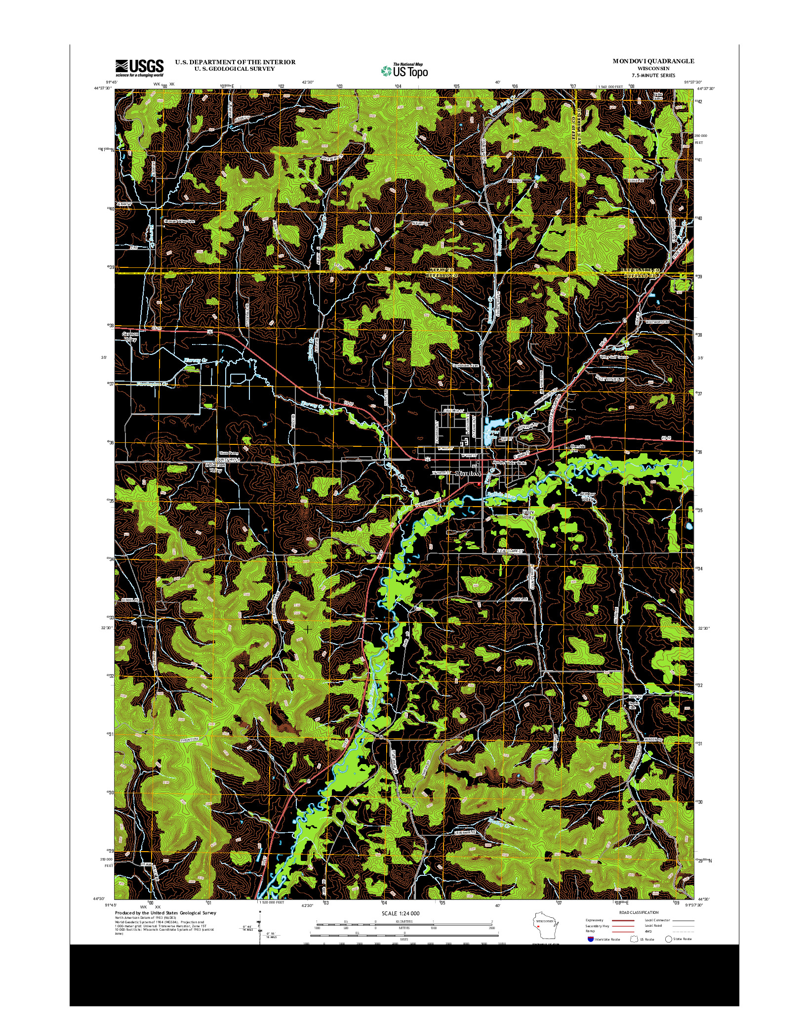USGS US TOPO 7.5-MINUTE MAP FOR MONDOVI, WI 2013