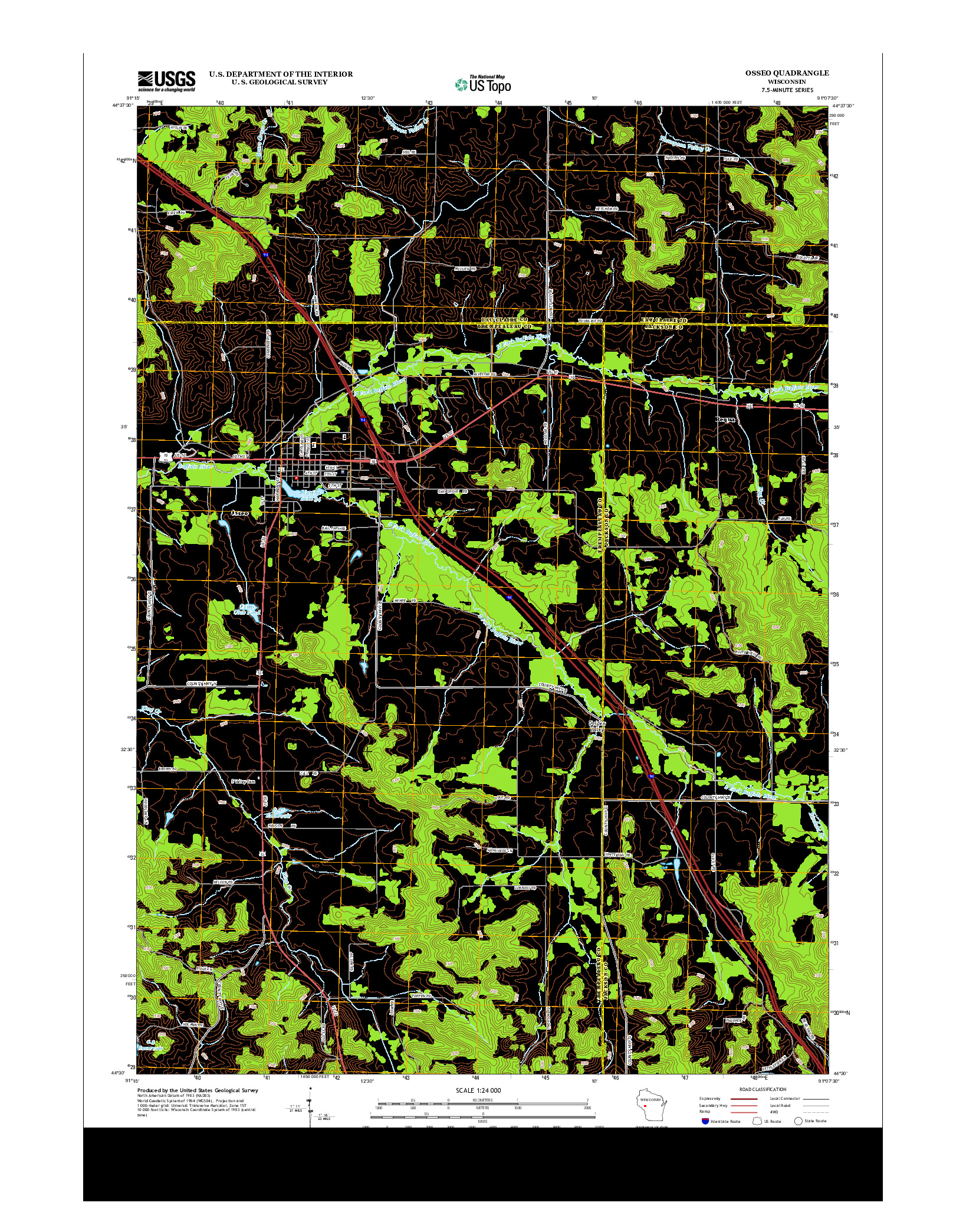 USGS US TOPO 7.5-MINUTE MAP FOR OSSEO, WI 2013