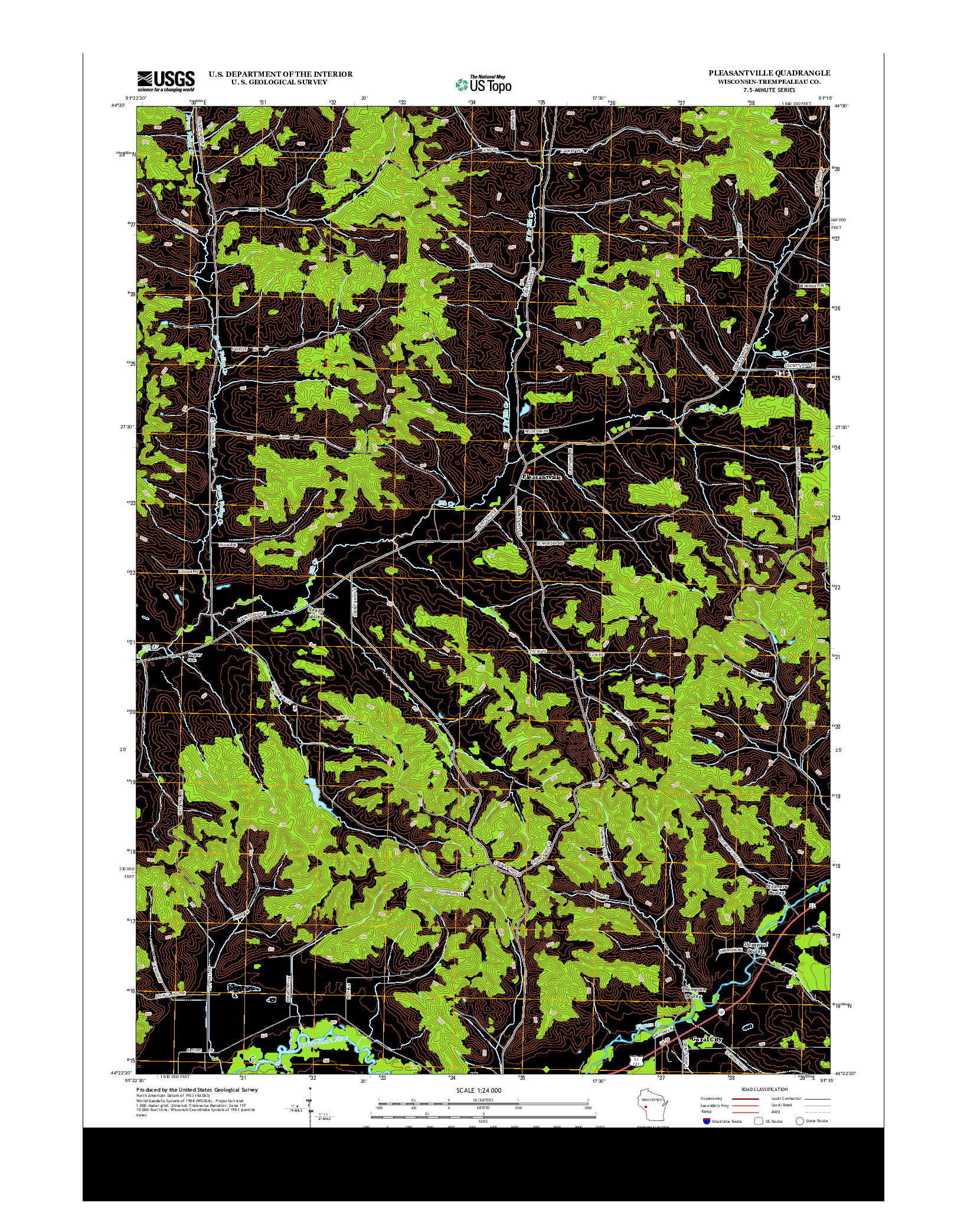 USGS US TOPO 7.5-MINUTE MAP FOR PLEASANTVILLE, WI 2013