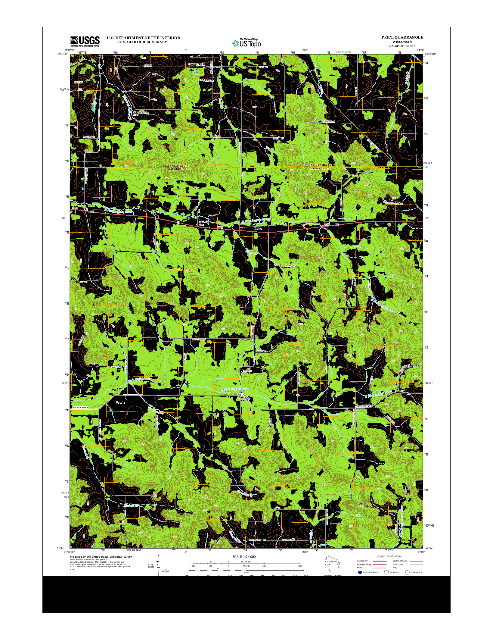 USGS US TOPO 7.5-MINUTE MAP FOR PRICE, WI 2013