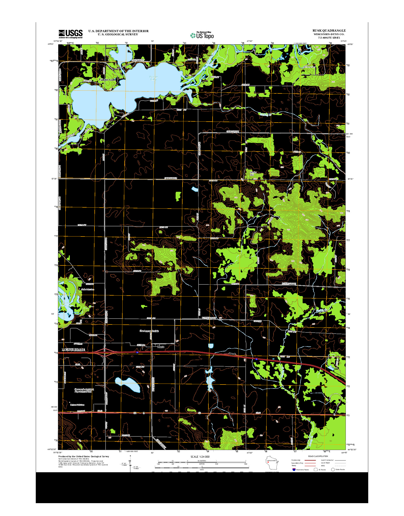 USGS US TOPO 7.5-MINUTE MAP FOR RUSK, WI 2013