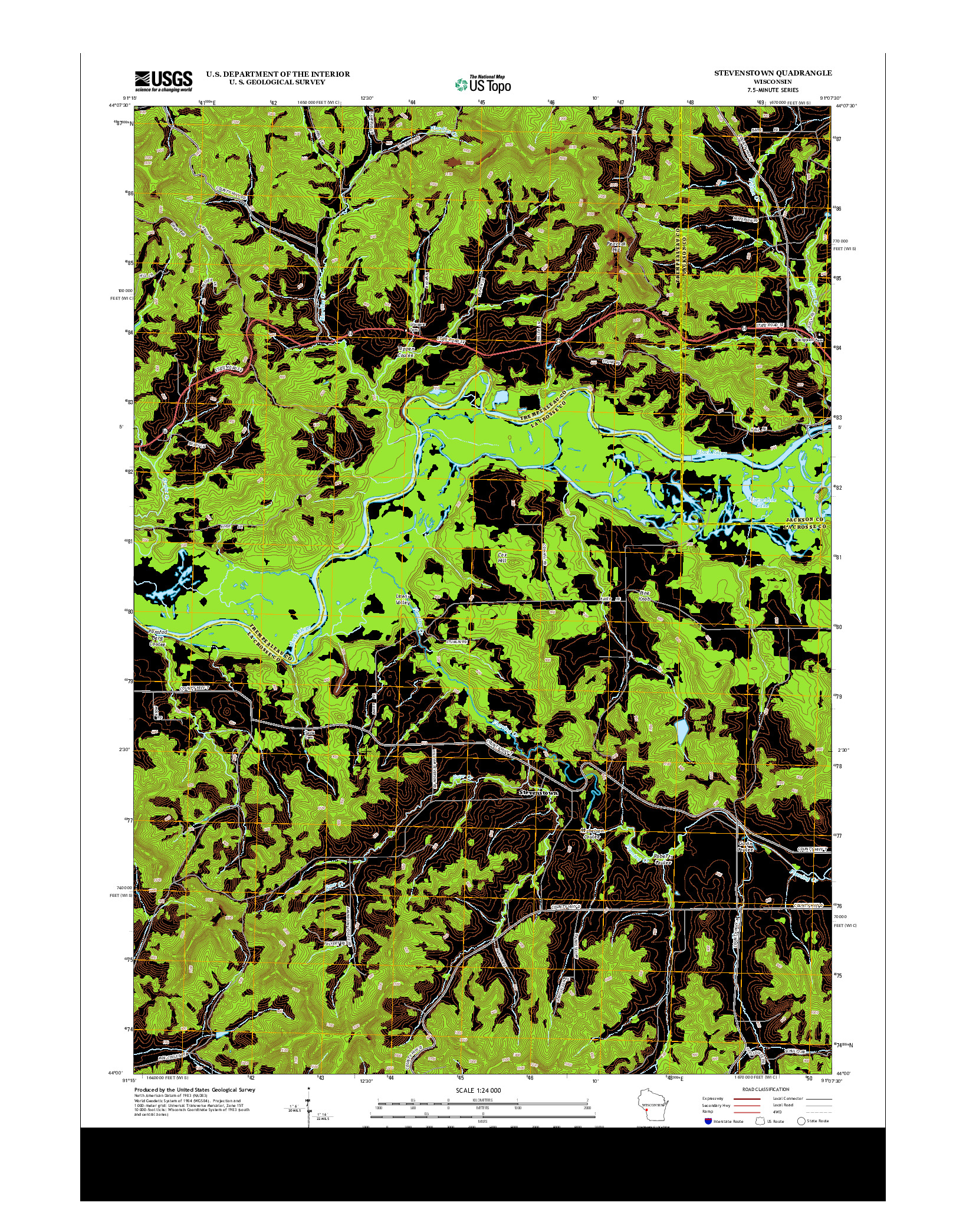 USGS US TOPO 7.5-MINUTE MAP FOR STEVENSTOWN, WI 2013