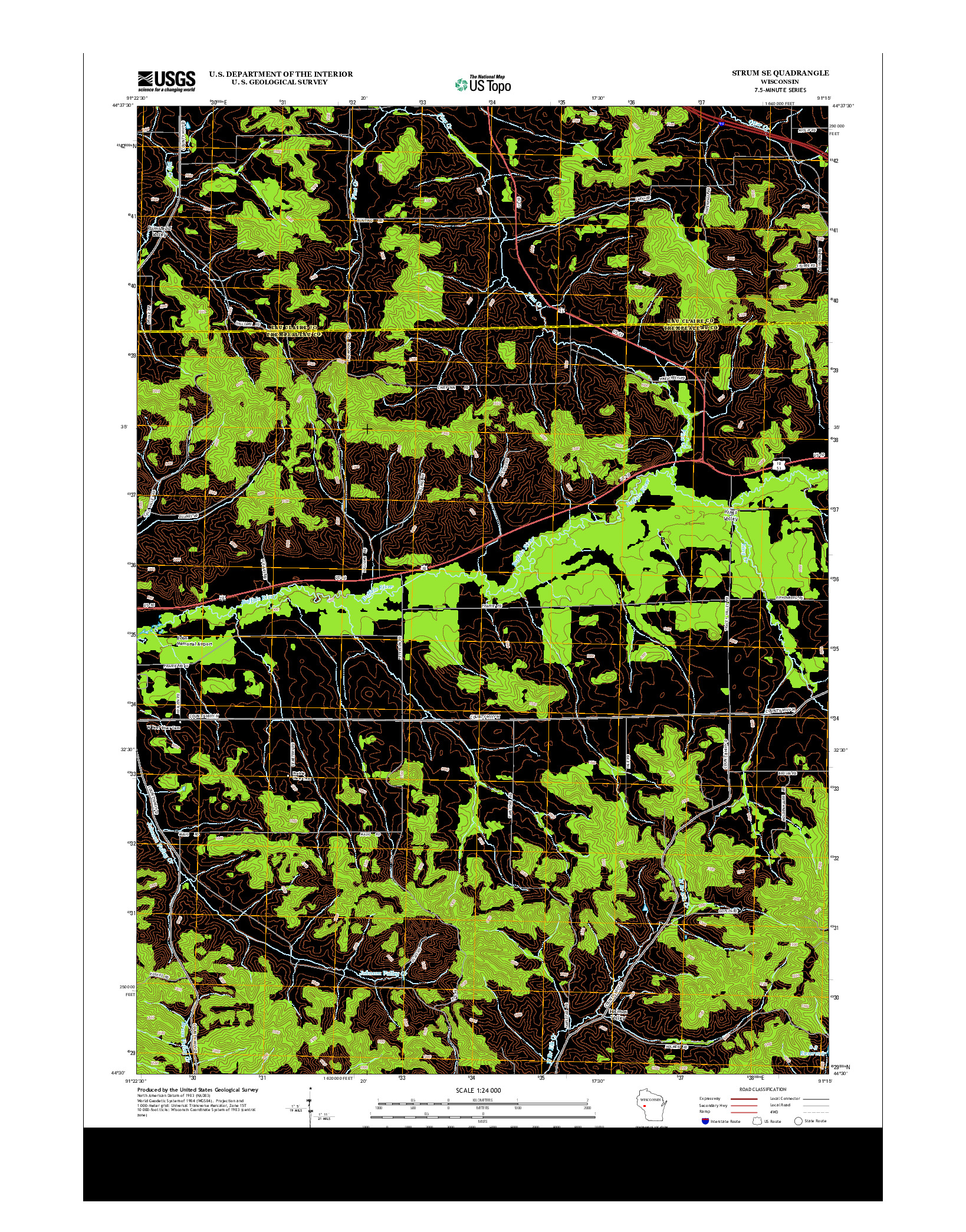 USGS US TOPO 7.5-MINUTE MAP FOR STRUM SE, WI 2013