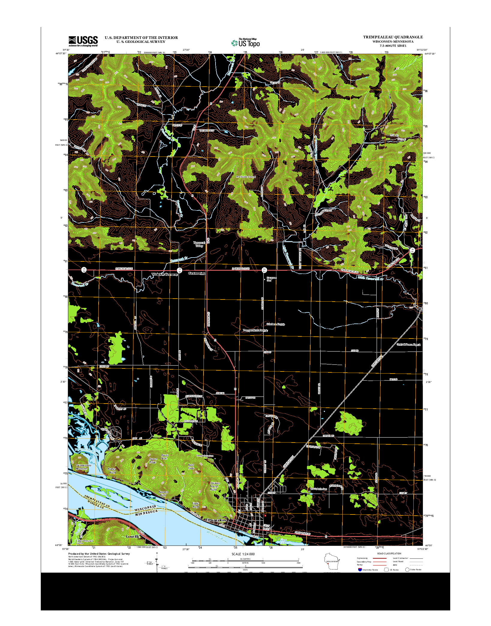 USGS US TOPO 7.5-MINUTE MAP FOR TREMPEALEAU, WI-MN 2013