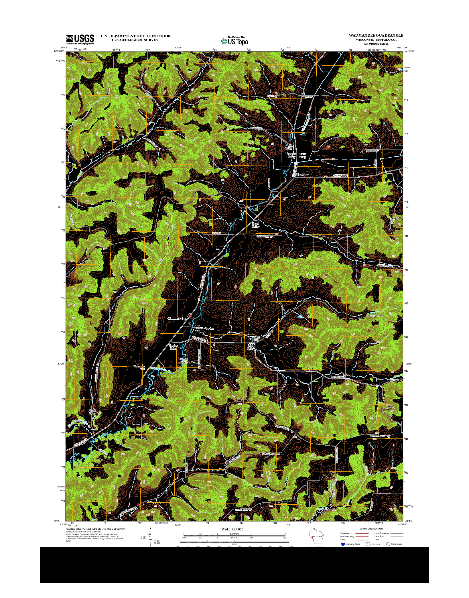 USGS US TOPO 7.5-MINUTE MAP FOR WAUMANDEE, WI 2013