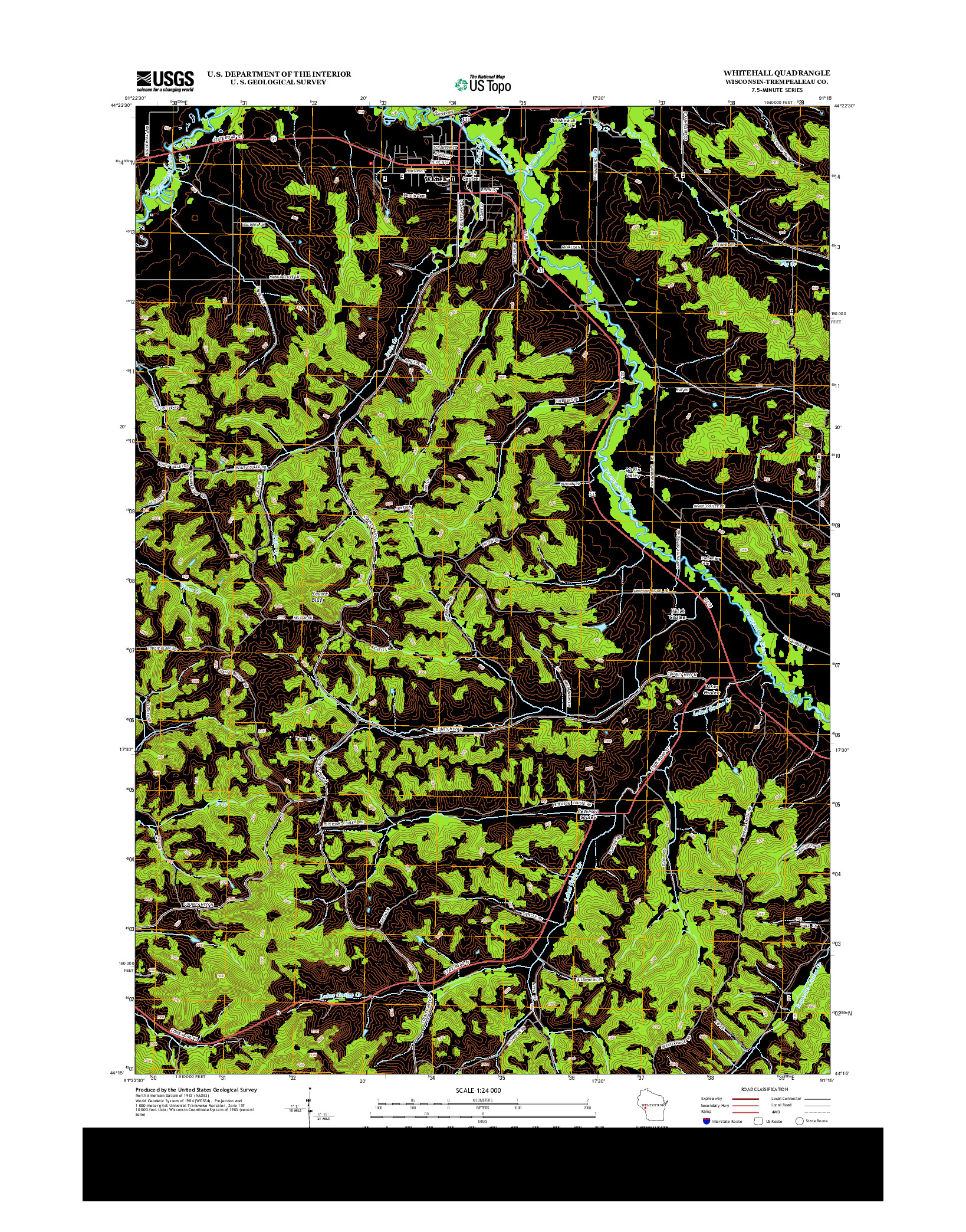 USGS US TOPO 7.5-MINUTE MAP FOR WHITEHALL, WI 2013