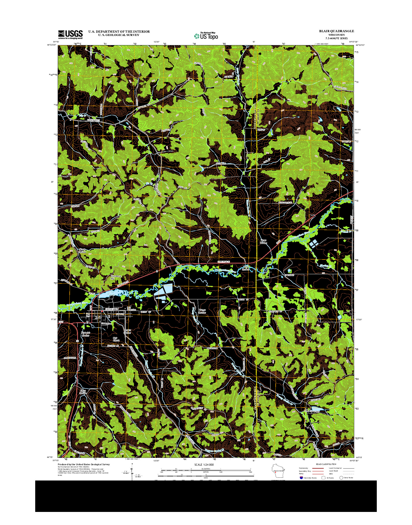 USGS US TOPO 7.5-MINUTE MAP FOR BLAIR, WI 2013