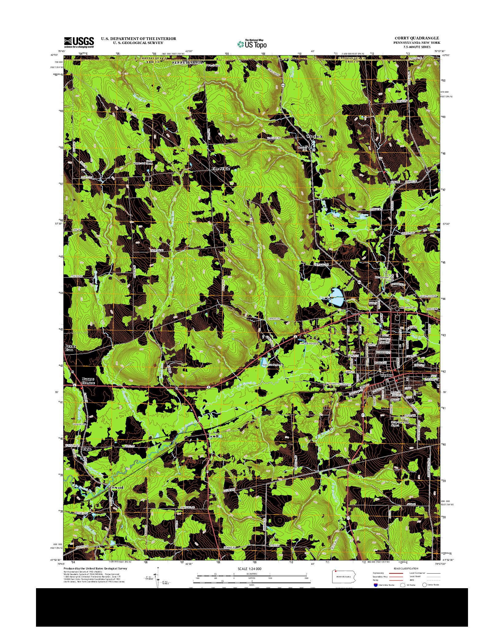 USGS US TOPO 7.5-MINUTE MAP FOR CORRY, PA-NY 2013