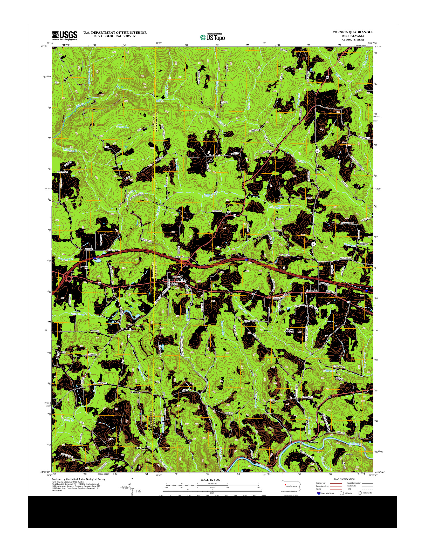 USGS US TOPO 7.5-MINUTE MAP FOR CORSICA, PA 2013