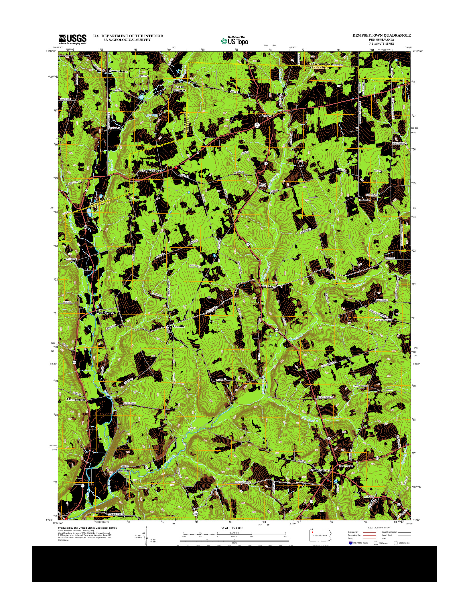 USGS US TOPO 7.5-MINUTE MAP FOR DEMPSEYTOWN, PA 2013