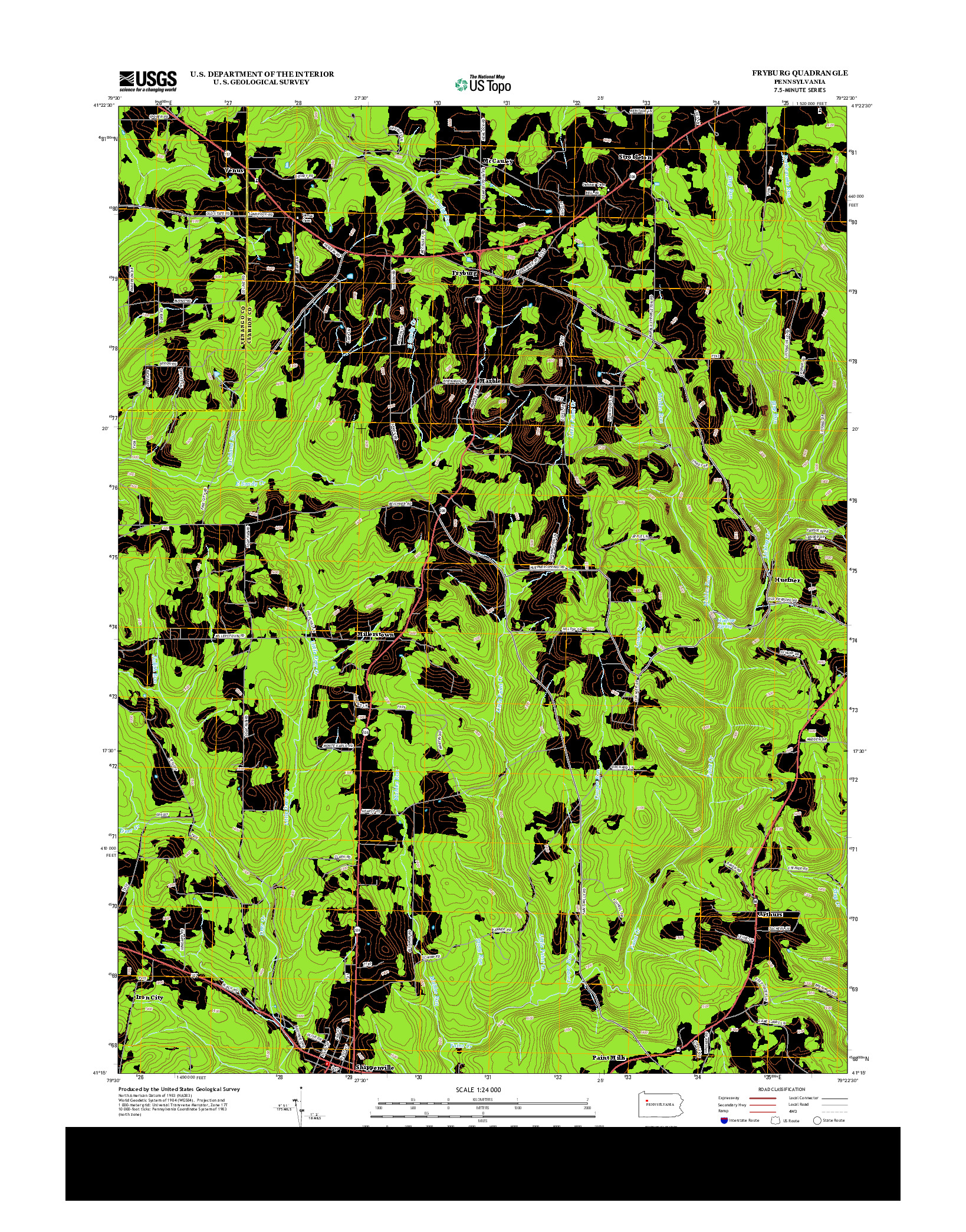 USGS US TOPO 7.5-MINUTE MAP FOR FRYBURG, PA 2013