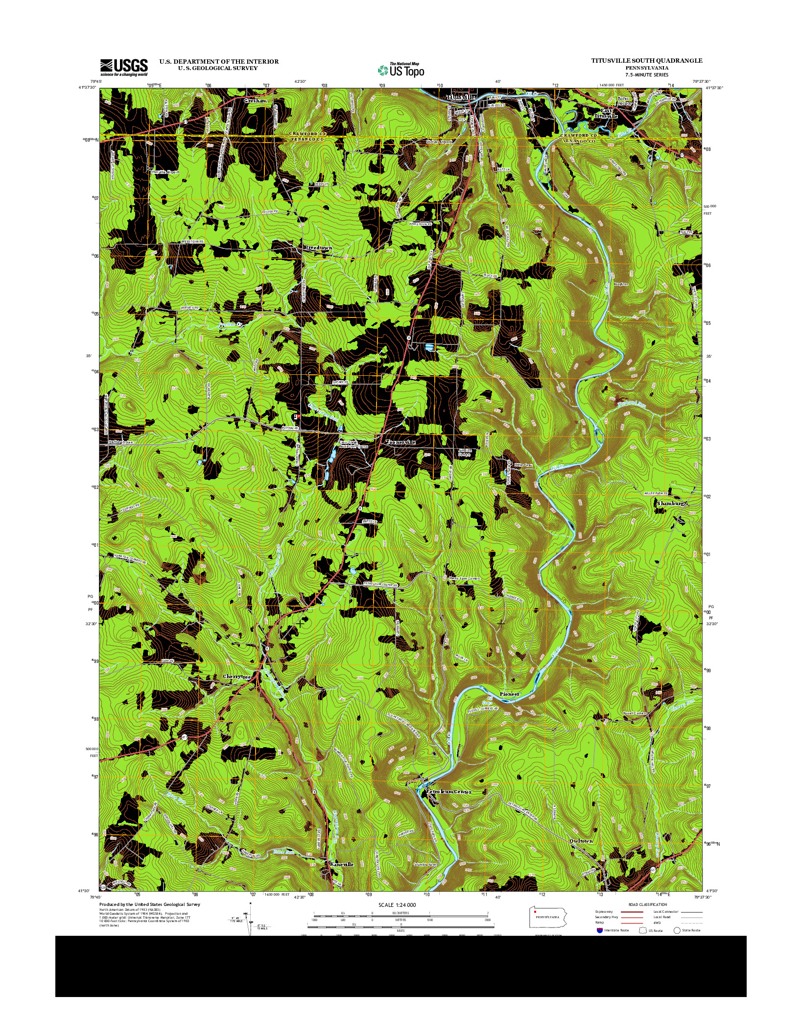 USGS US TOPO 7.5-MINUTE MAP FOR TITUSVILLE SOUTH, PA 2013