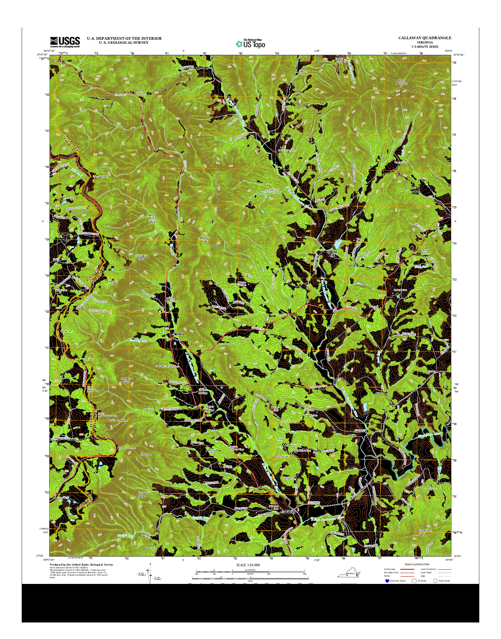 USGS US TOPO 7.5-MINUTE MAP FOR CALLAWAY, VA 2013