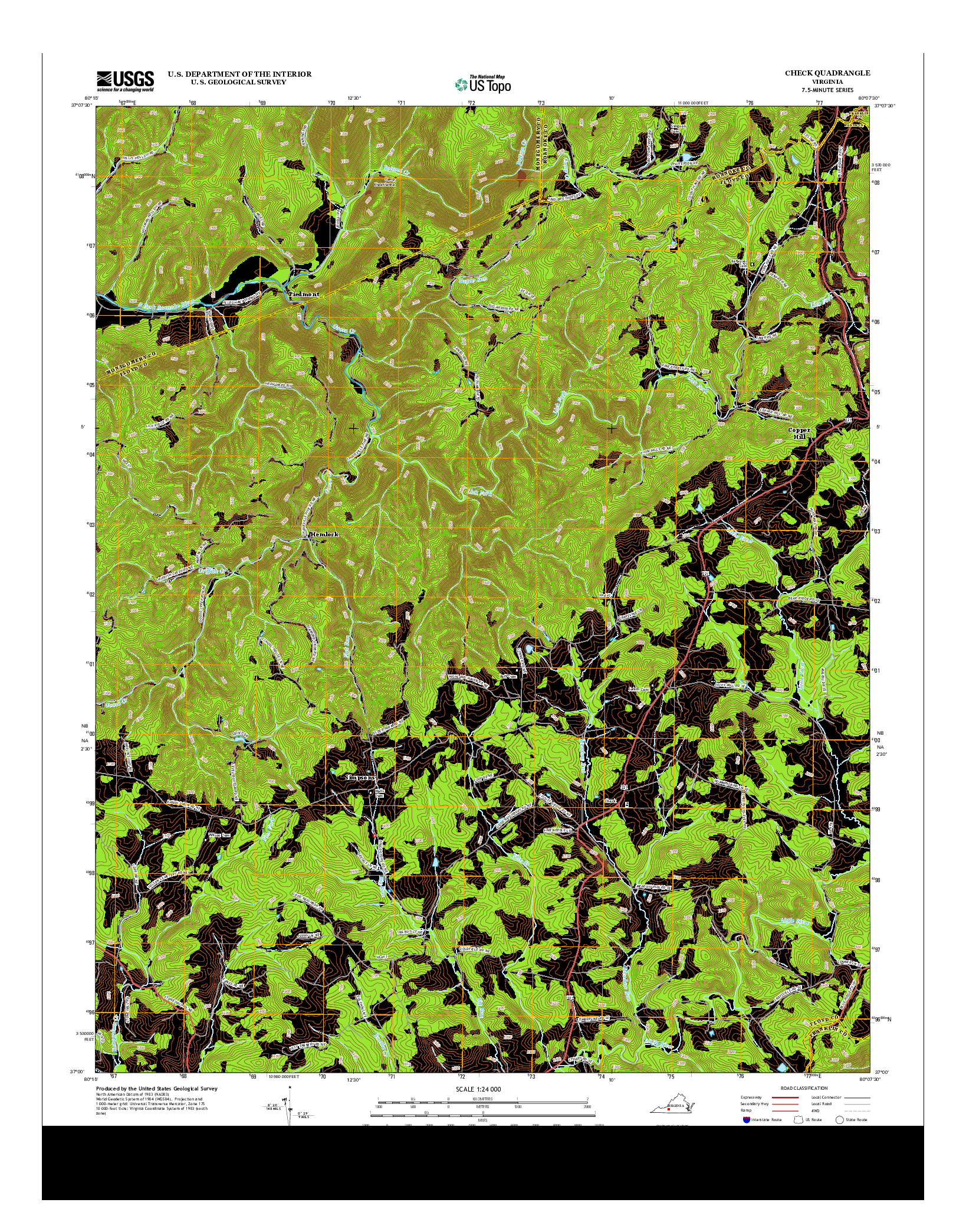 USGS US TOPO 7.5-MINUTE MAP FOR CHECK, VA 2013