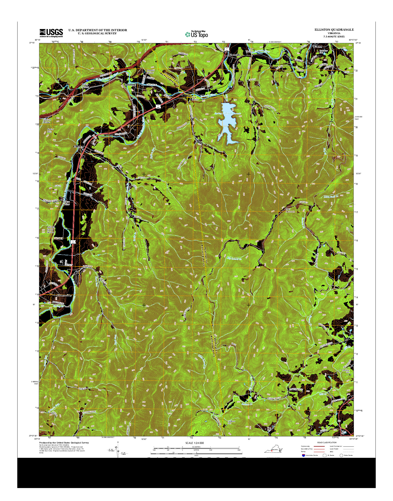 USGS US TOPO 7.5-MINUTE MAP FOR ELLISTON, VA 2013