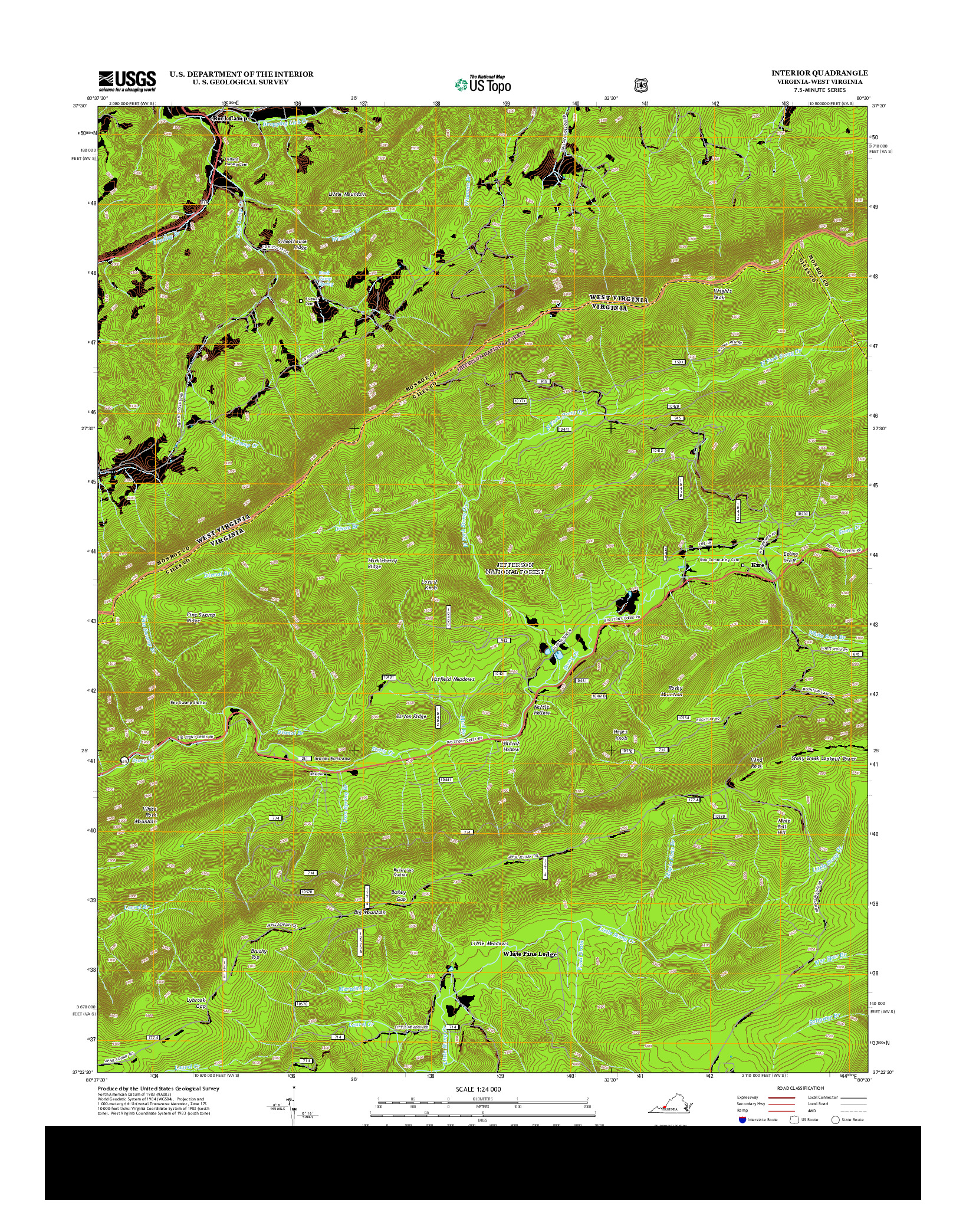 USGS US TOPO 7.5-MINUTE MAP FOR INTERIOR, VA-WV 2013