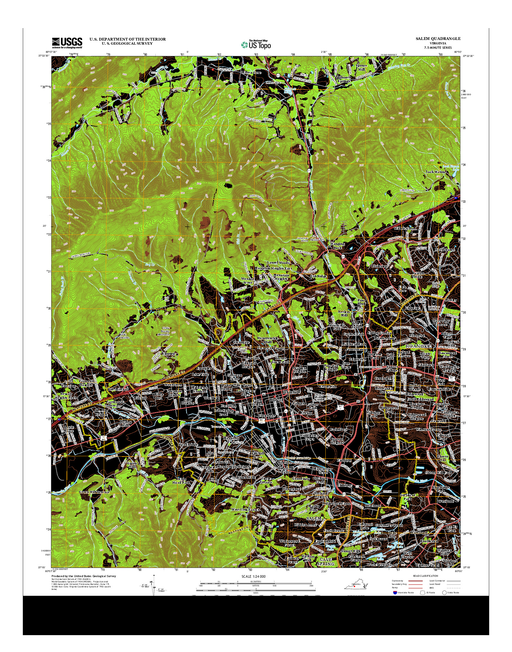 USGS US TOPO 7.5-MINUTE MAP FOR SALEM, VA 2013