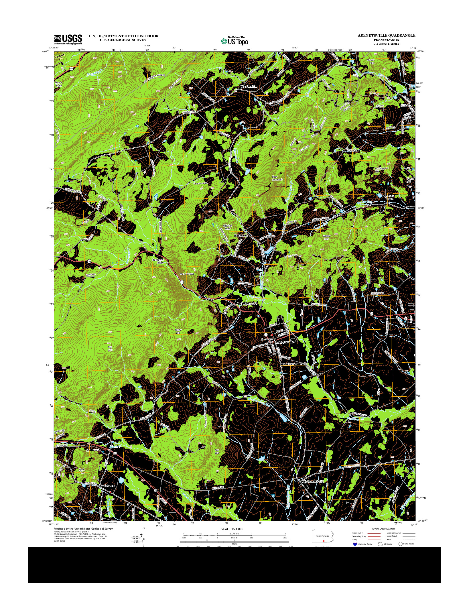 USGS US TOPO 7.5-MINUTE MAP FOR ARENDTSVILLE, PA 2013