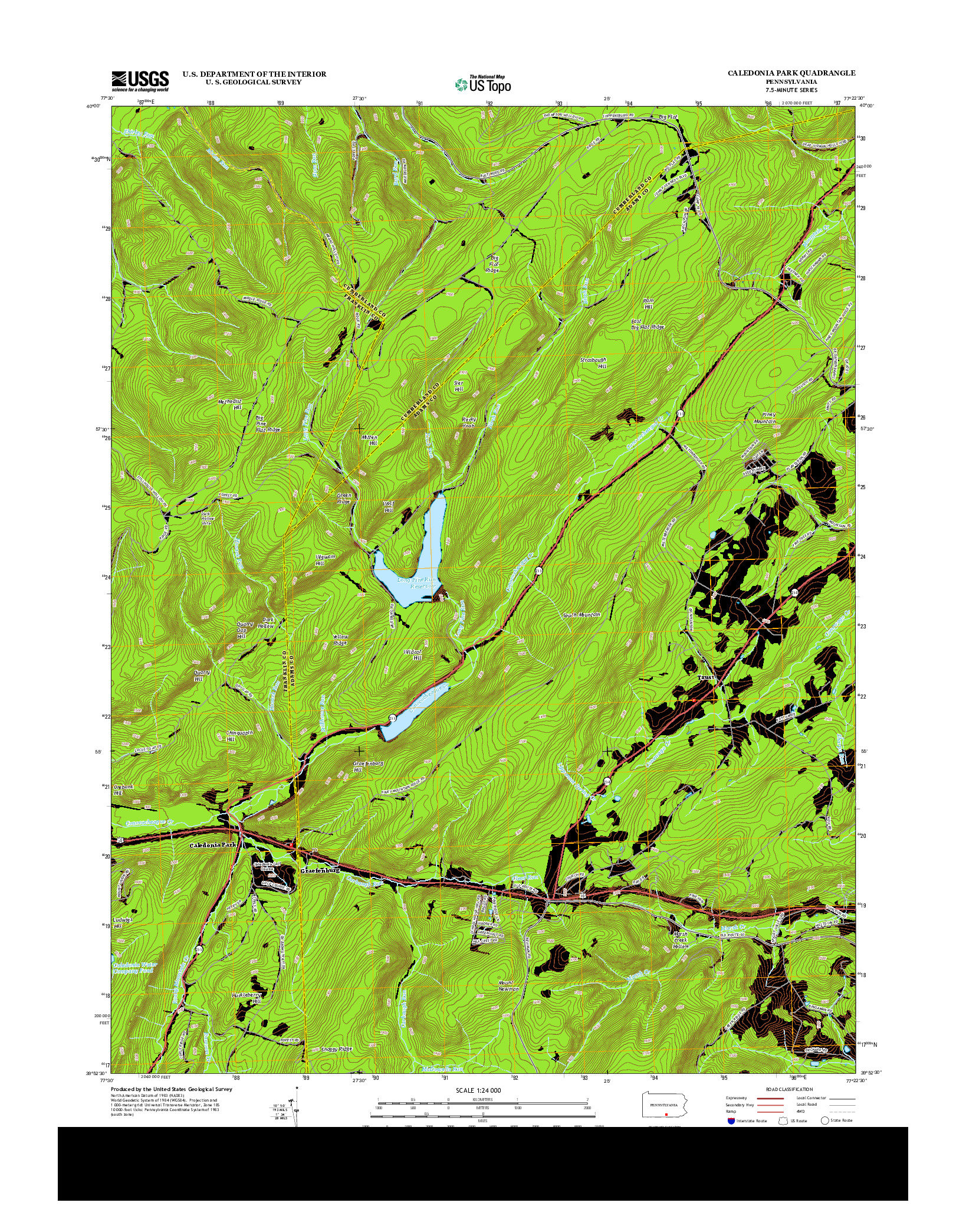 USGS US TOPO 7.5-MINUTE MAP FOR CALEDONIA PARK, PA 2013