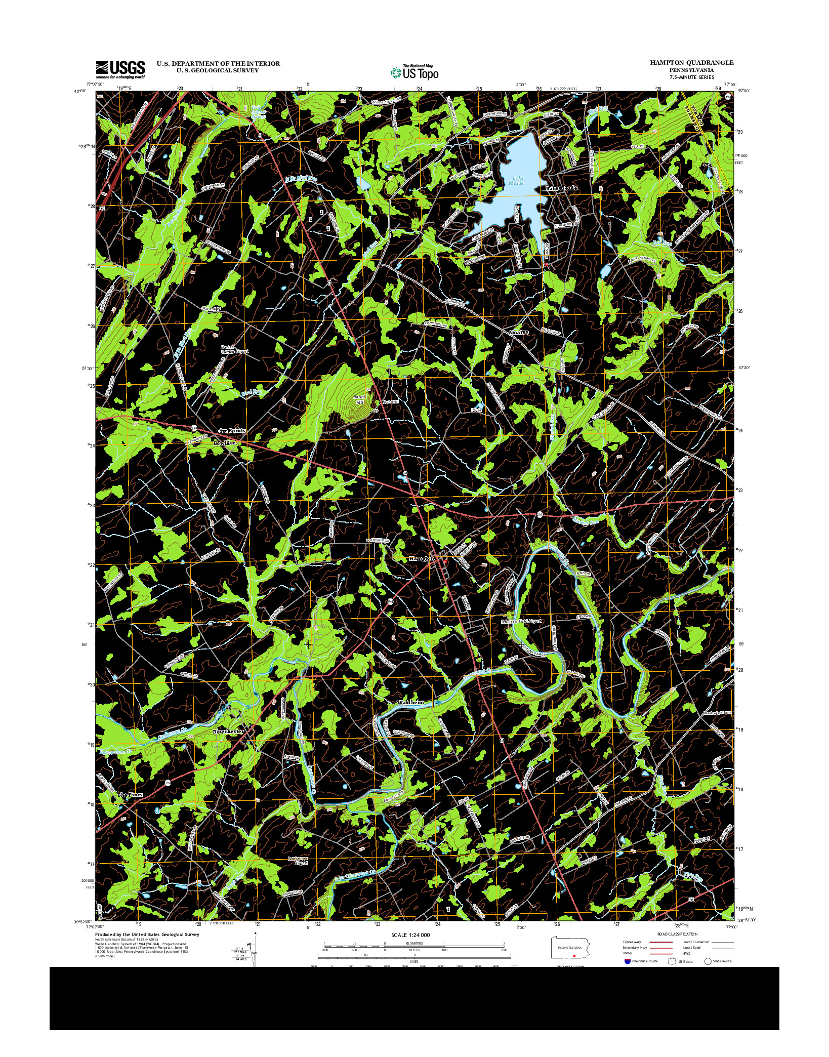 USGS US TOPO 7.5-MINUTE MAP FOR HAMPTON, PA 2013