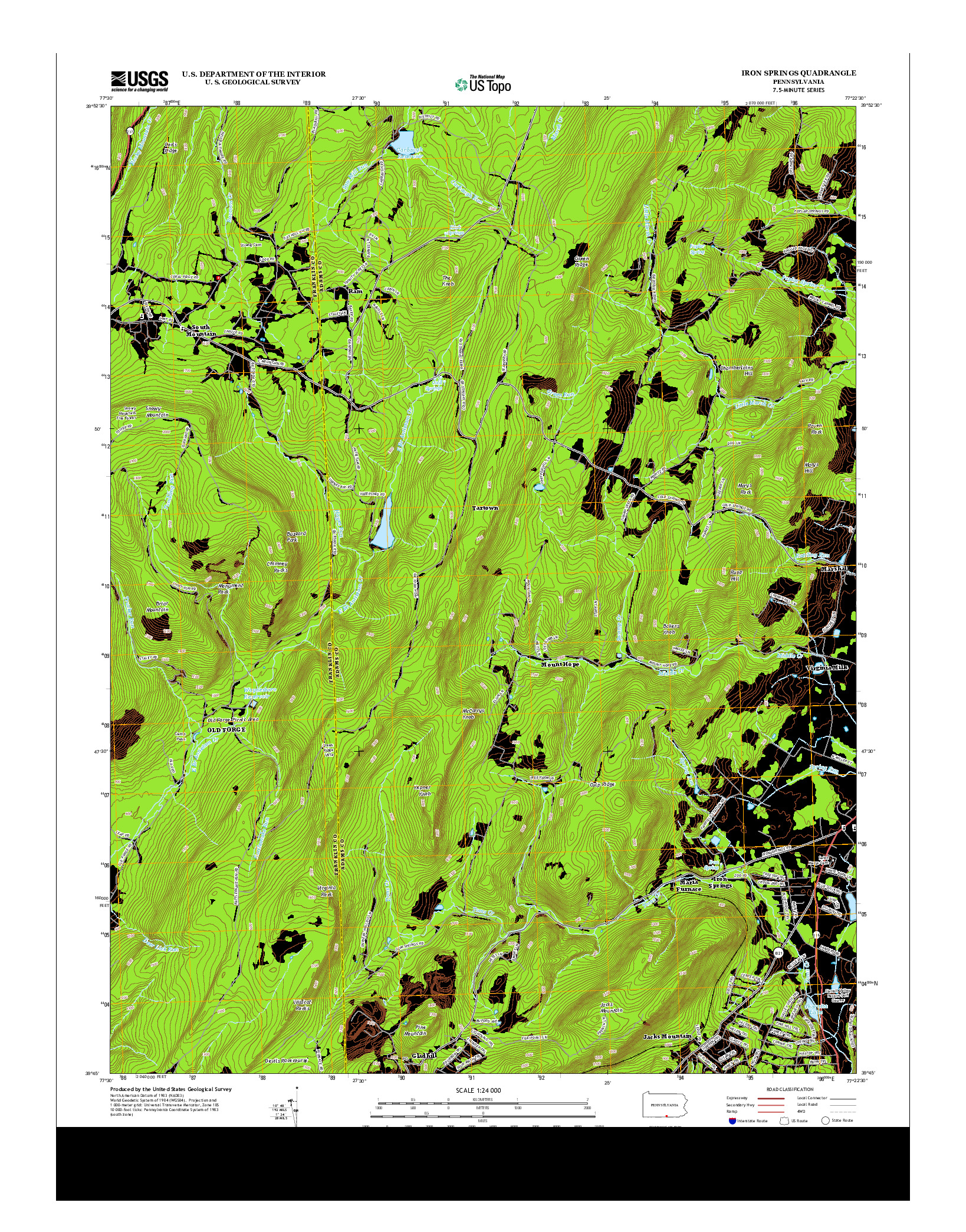 USGS US TOPO 7.5-MINUTE MAP FOR IRON SPRINGS, PA 2013