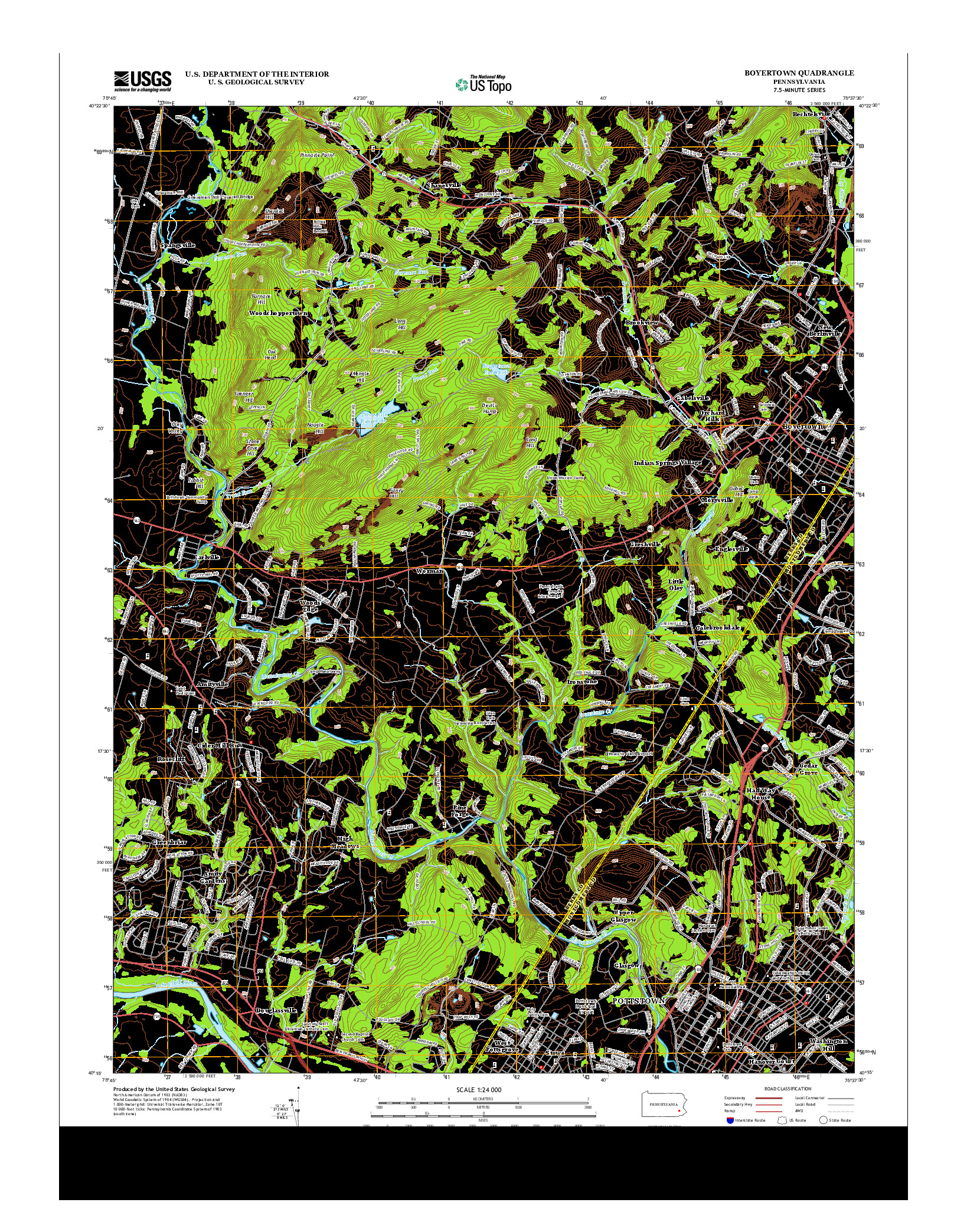 USGS US TOPO 7.5-MINUTE MAP FOR BOYERTOWN, PA 2013