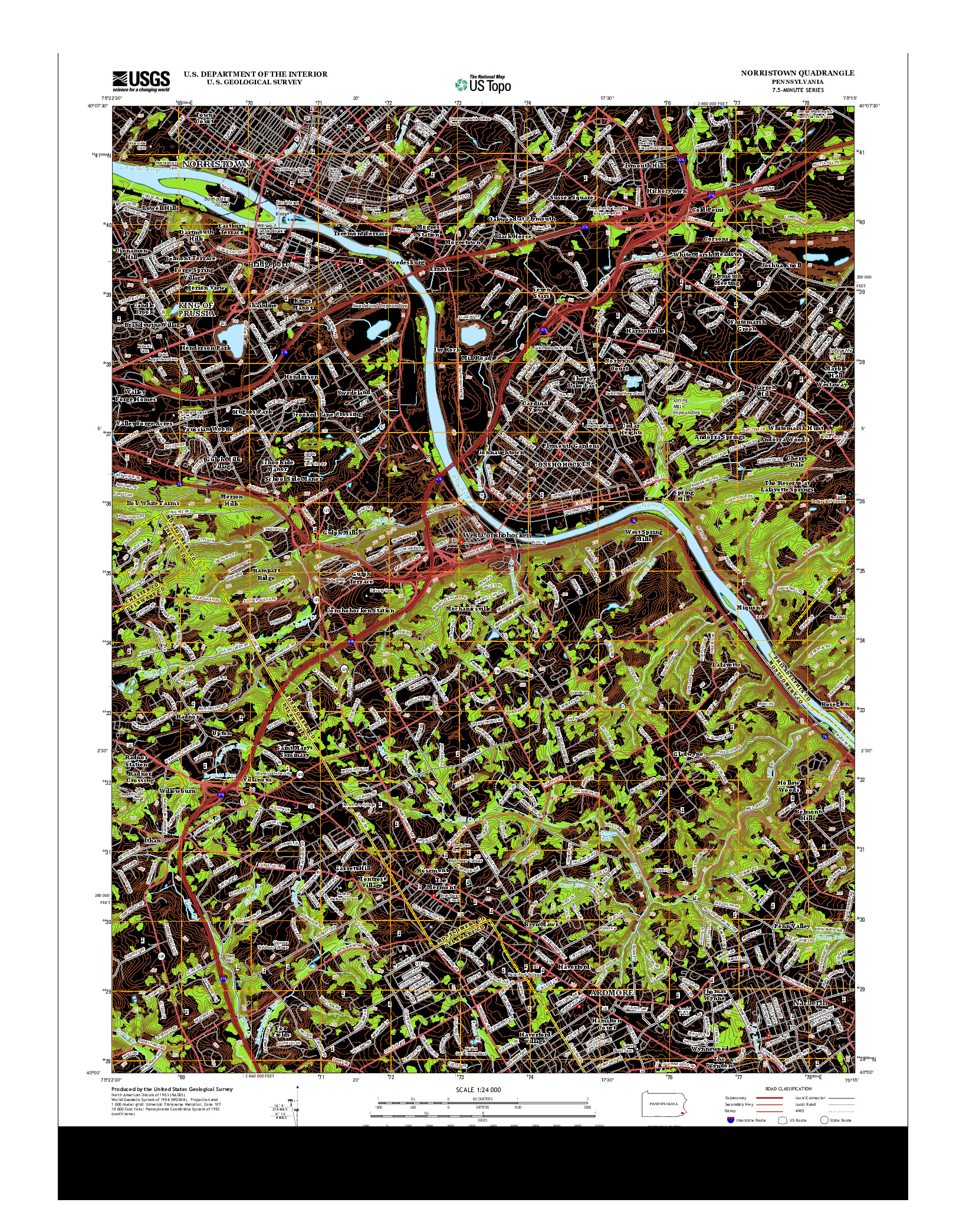 USGS US TOPO 7.5-MINUTE MAP FOR NORRISTOWN, PA 2013