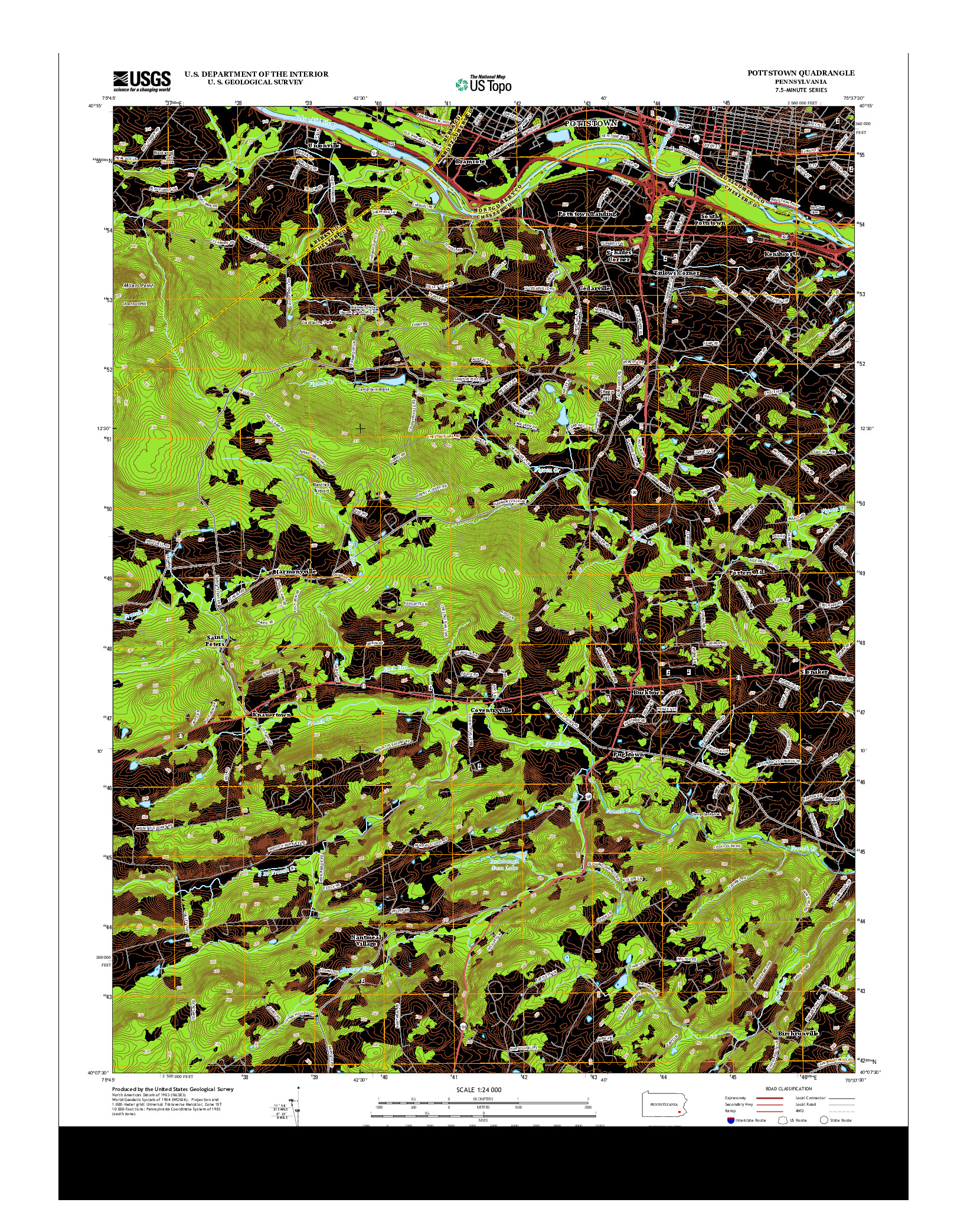 USGS US TOPO 7.5-MINUTE MAP FOR POTTSTOWN, PA 2013