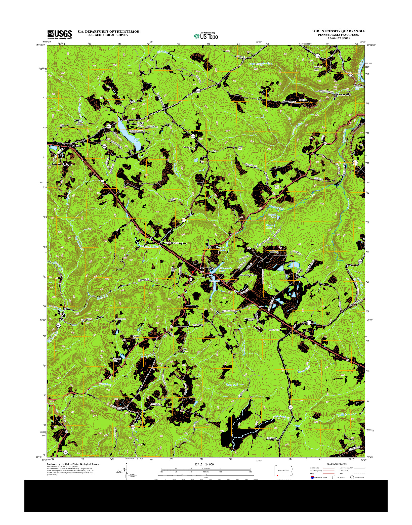 USGS US TOPO 7.5-MINUTE MAP FOR FORT NECESSITY, PA 2013