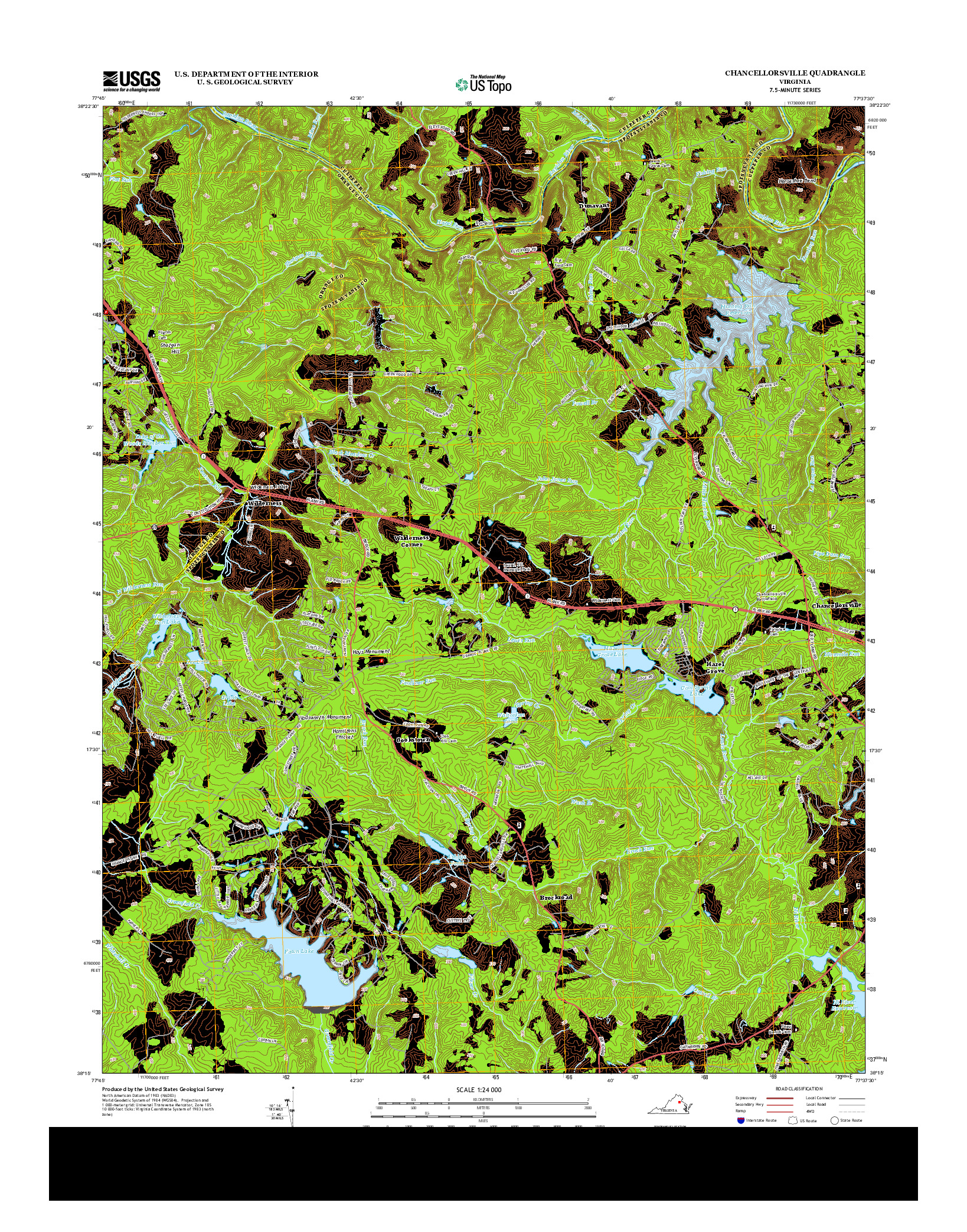 USGS US TOPO 7.5-MINUTE MAP FOR CHANCELLORSVILLE, VA 2013