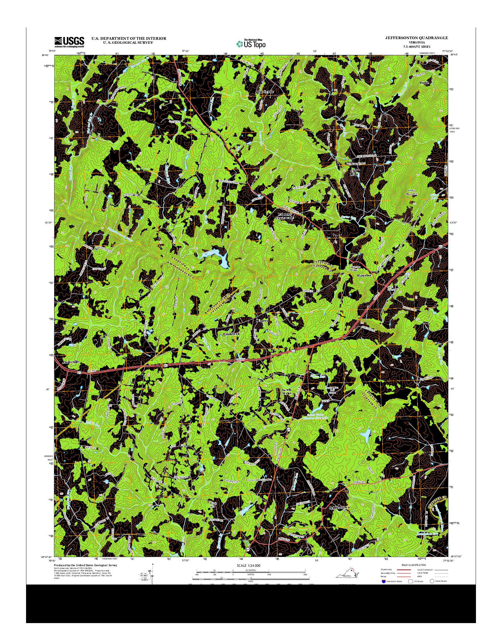 USGS US TOPO 7.5-MINUTE MAP FOR JEFFERSONTON, VA 2013