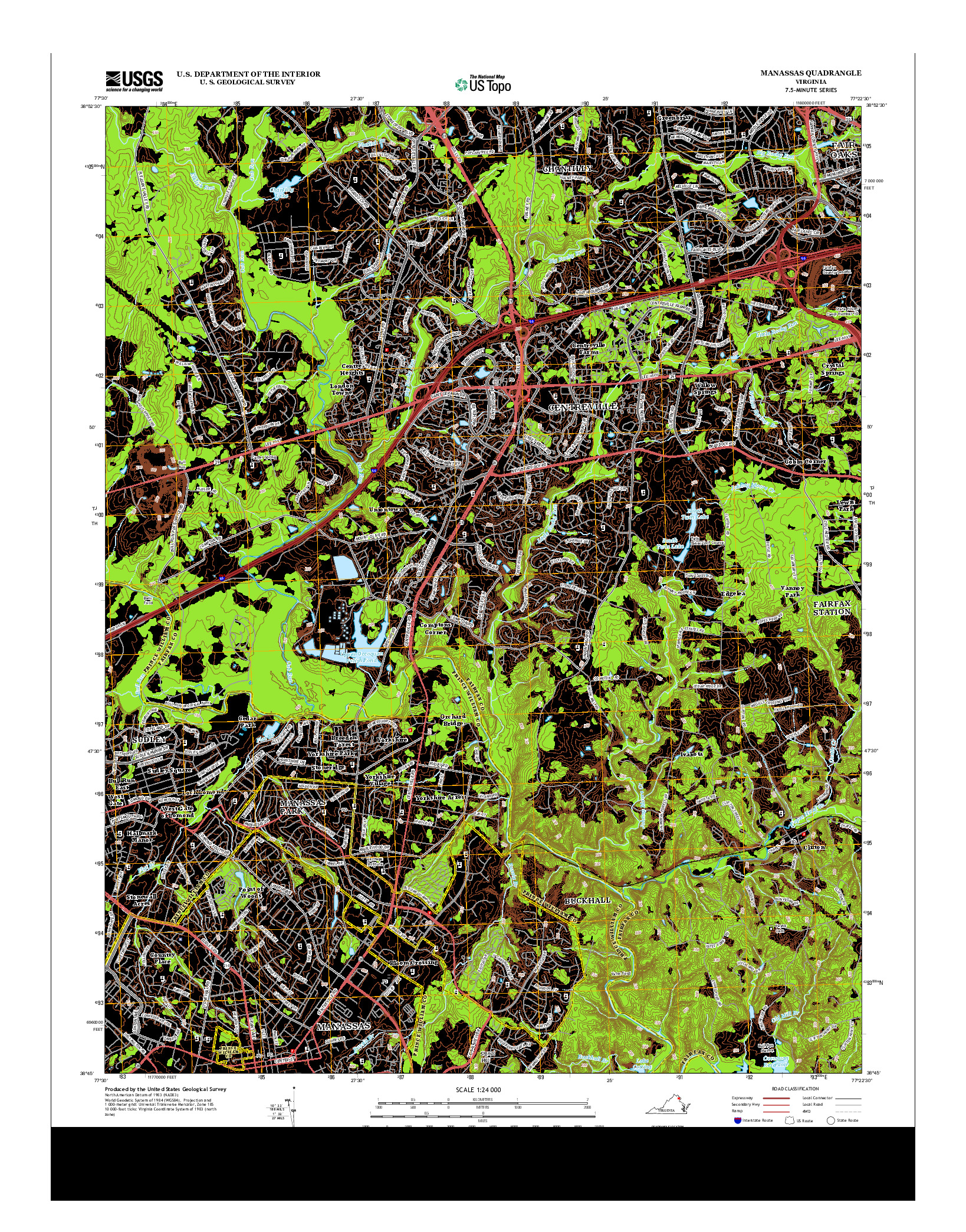 USGS US TOPO 7.5-MINUTE MAP FOR MANASSAS, VA 2013